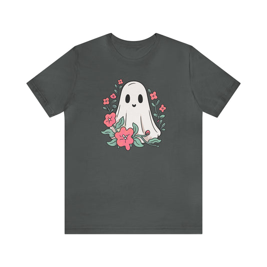 Halloween Boho Pink Floral Ghost T-Shirt