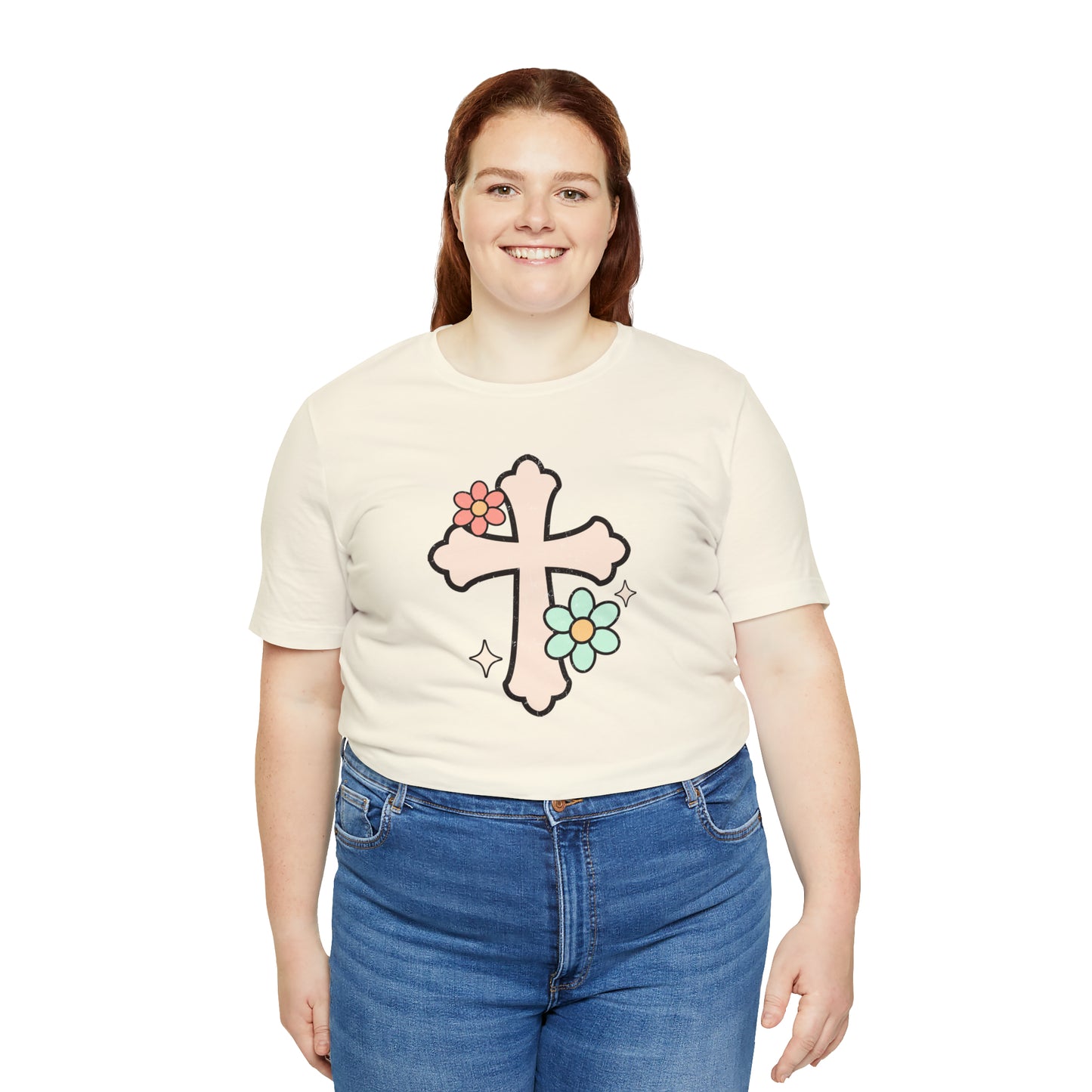 Vintage Floral Boho Cross T-Shirt