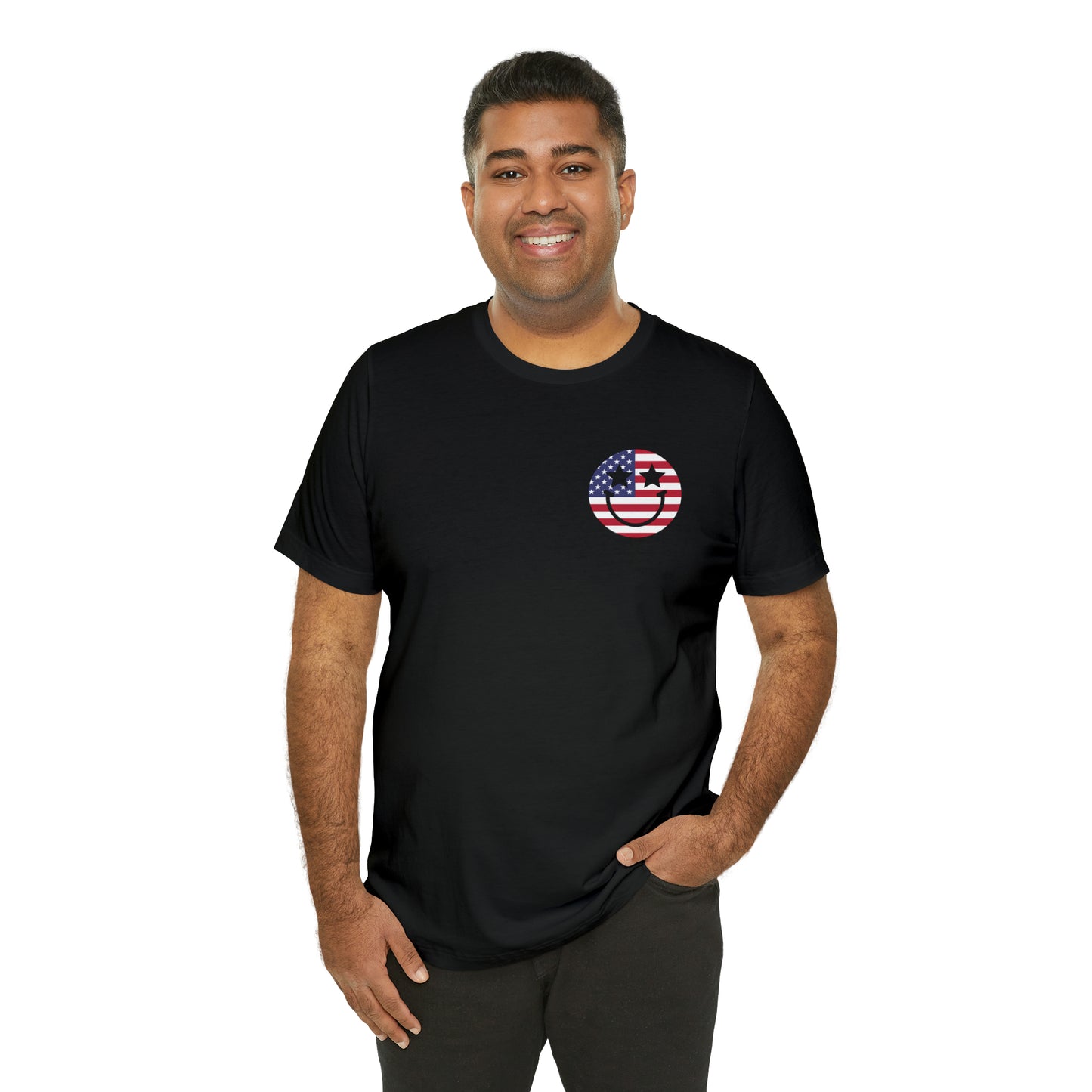 "Jesus Christ Stars and Stripes" (Front and Back Design) Unisex Jersey Short Sleeve Tee