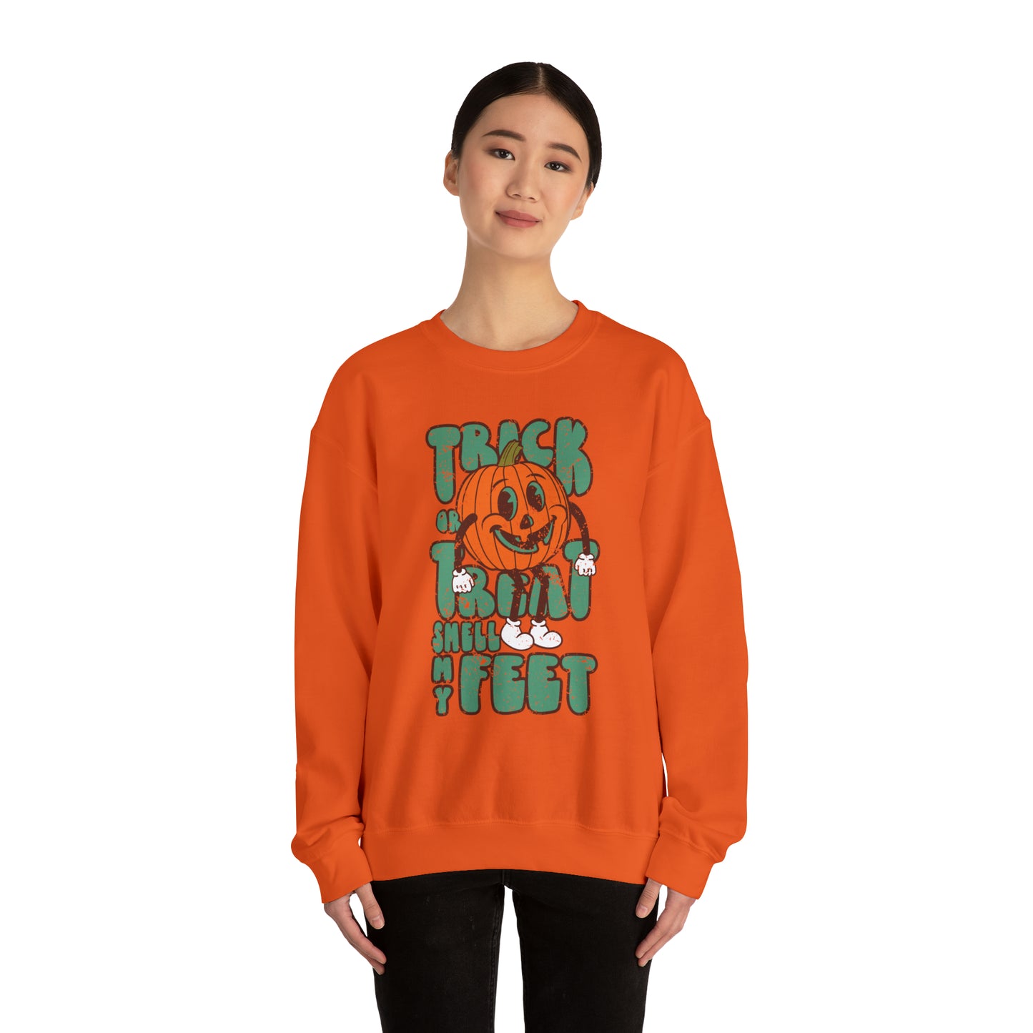 Distressed Trick or Treat Smell My Feet Heavy Blend™ Crewneck Sweatshirt