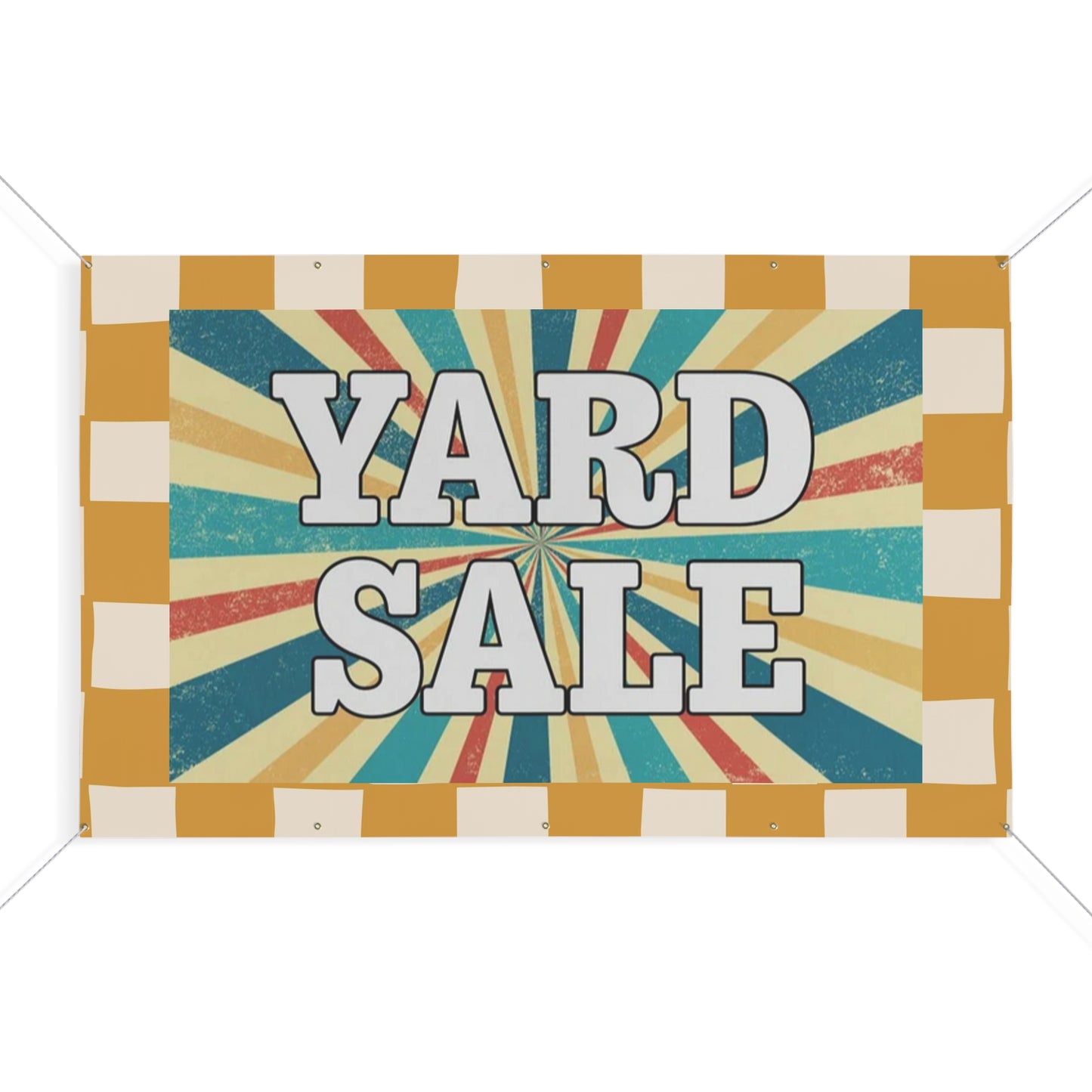 Retro Golden Checkerboard Yard Sale Sign/ Matte Banner