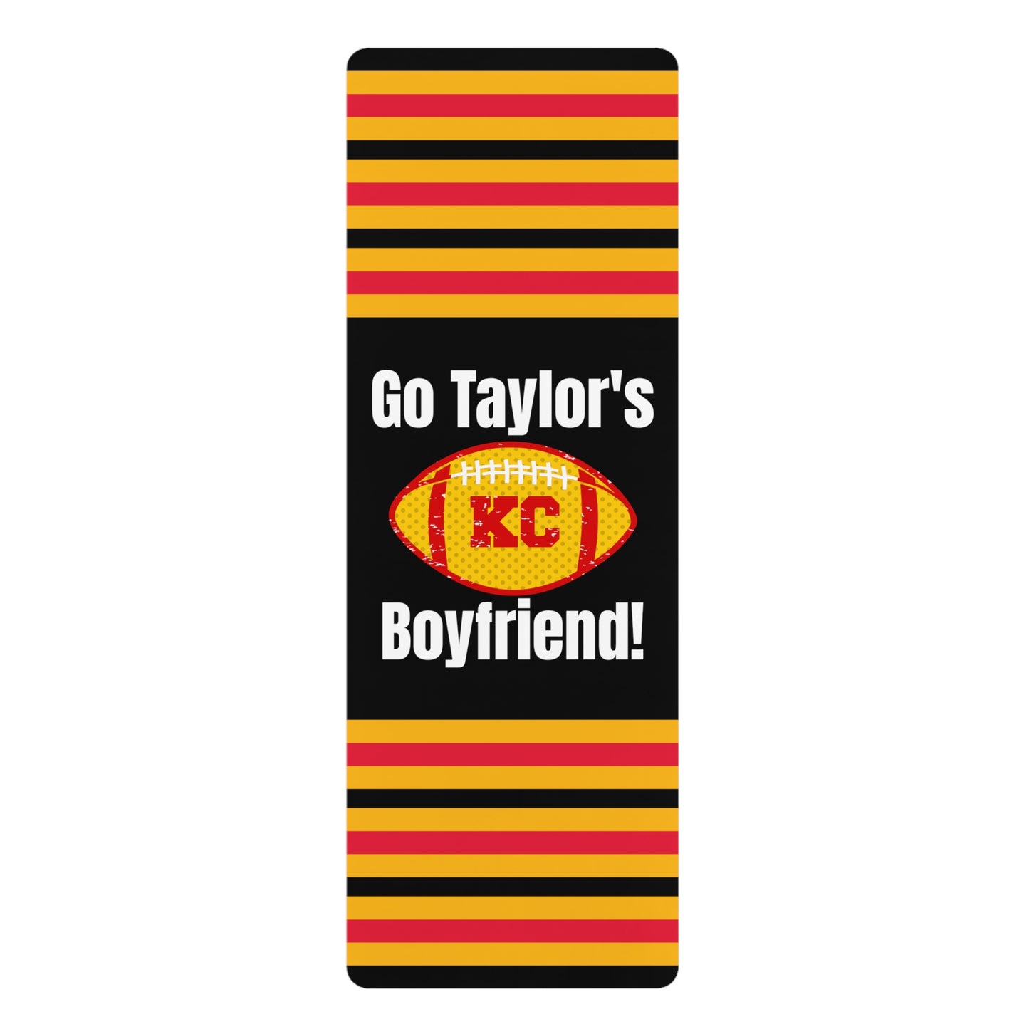 Go Taylor's Boyfriend Football Kelce and Swift Rubber Yoga Mat - Black Stripes