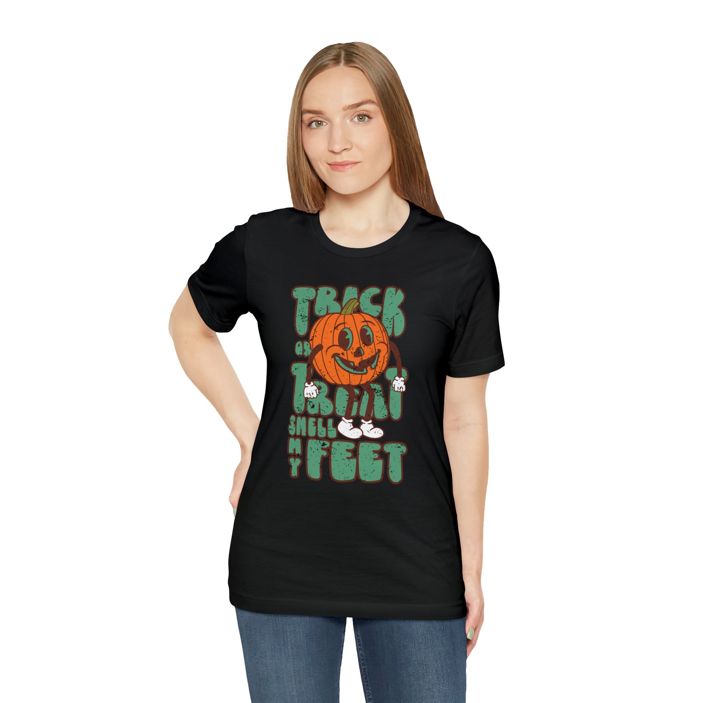 Distressed Trick or Treat Smell My Feet T-Shirt