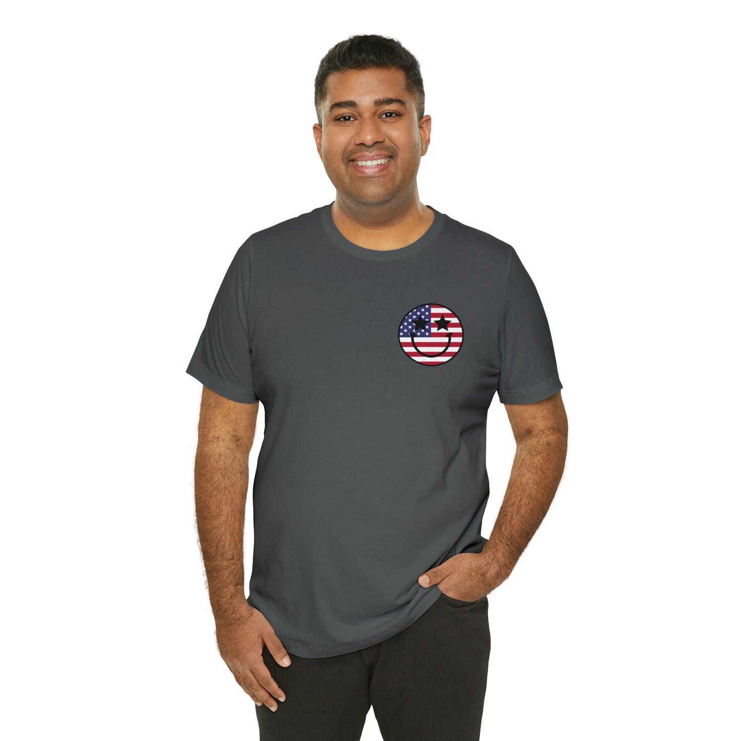 "Jesus Christ Stars and Stripes" (Front and Back Design) Unisex Jersey Short Sleeve Tee