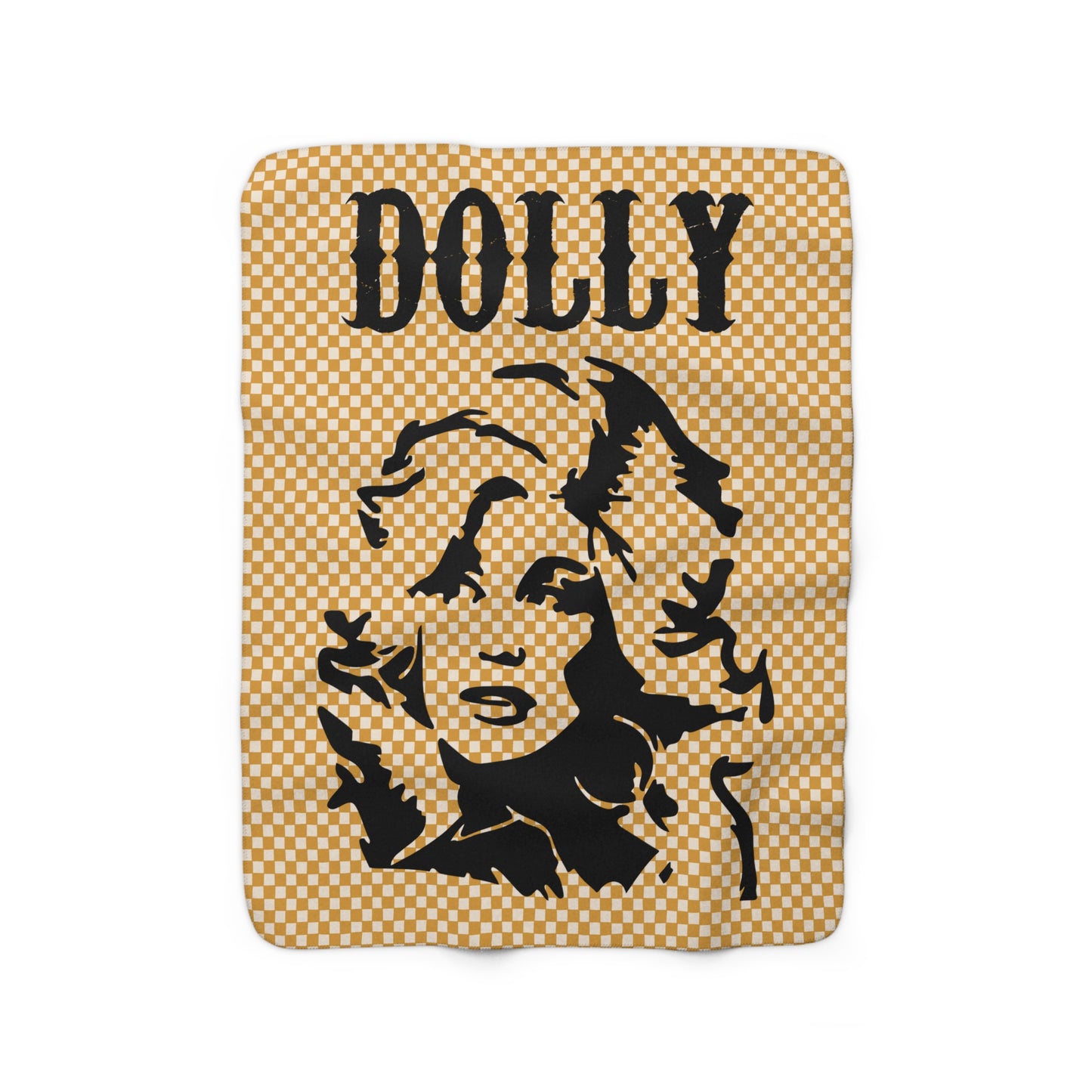 Dolly Portrait Checkerboard Sherpa Fleece Blanket