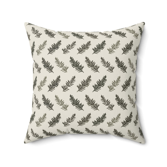 Cedar Leaves Cream Fall/ Halloween Spun Polyester Square Pillow