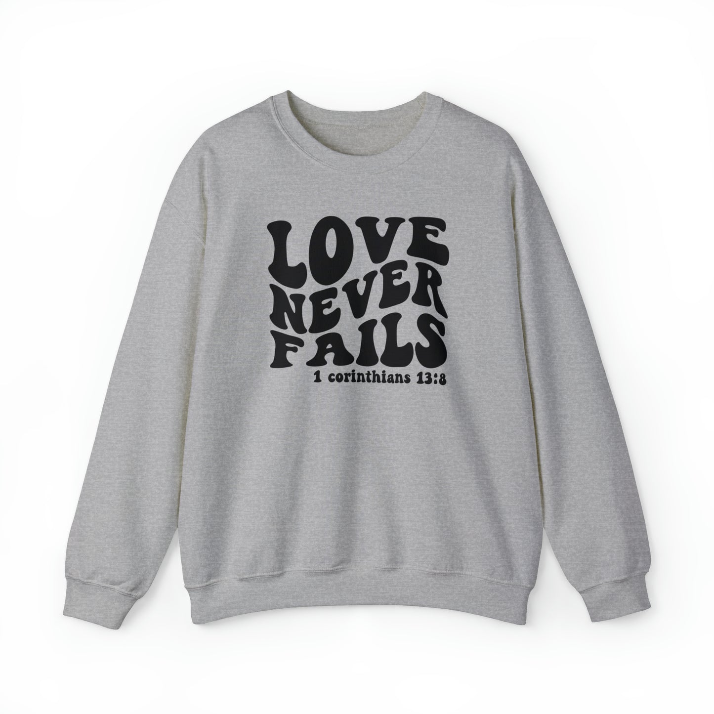 Love Never Fails Black Logo Unisex Heavy Blend™ Crewneck Sweatshirt