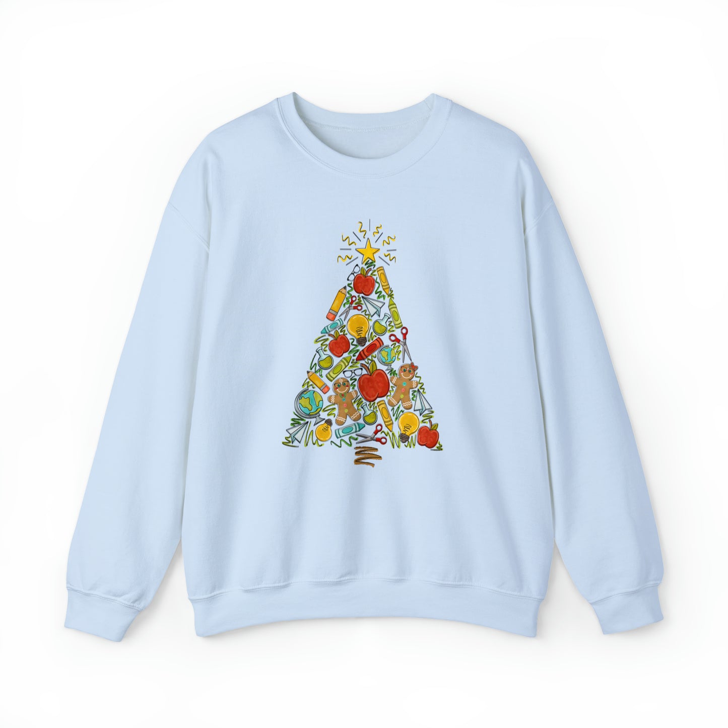 Teacher Supplies Christmas Tree Heavyweight Crewneck Sweatshirt