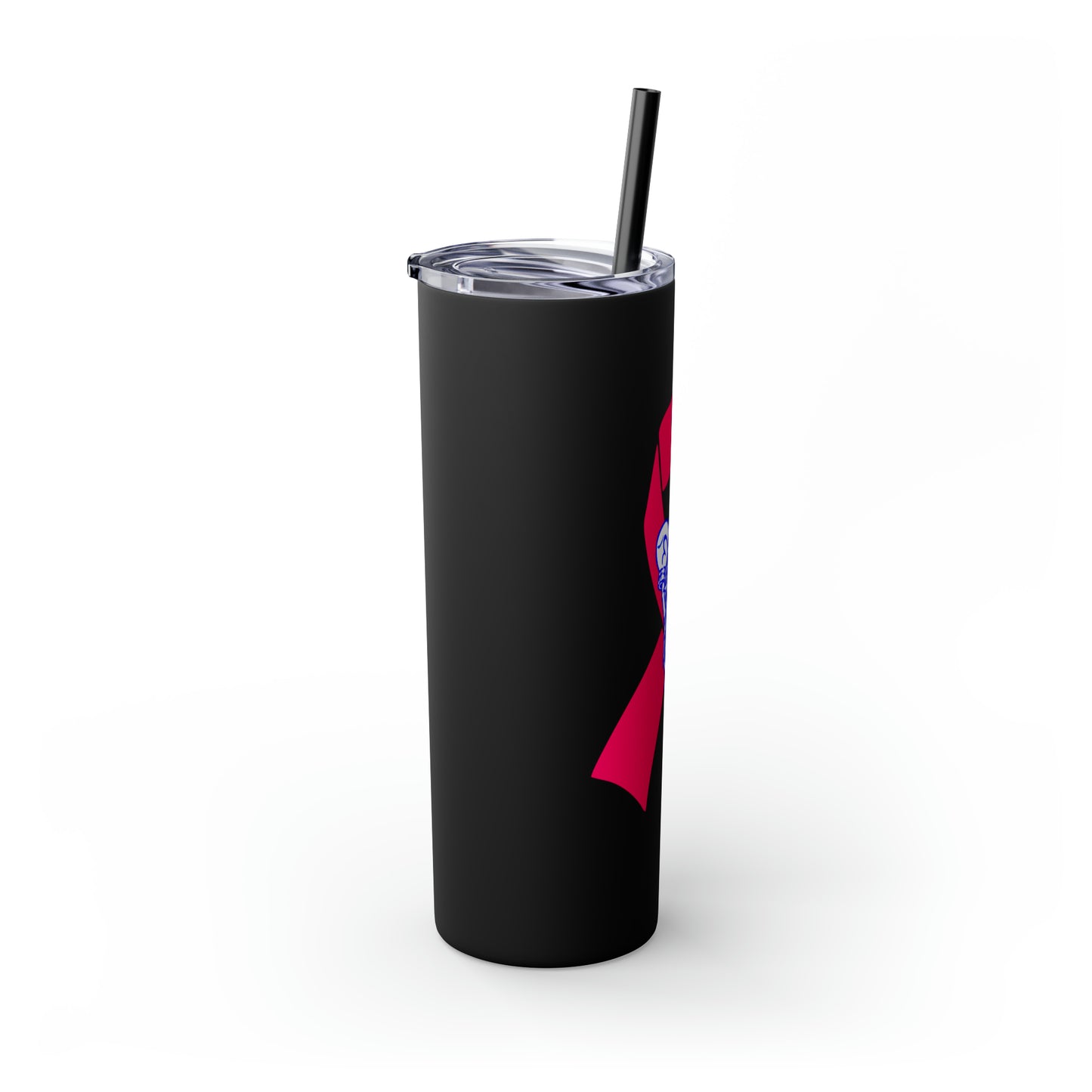 Freeburg Midgets Breast Cancer Awareness Pink Ribbon Skinny Tumbler with Pick your Color Straw, 20oz