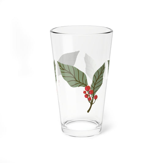 Holly Berry Christmas Holiday Mixing Glass, 16oz