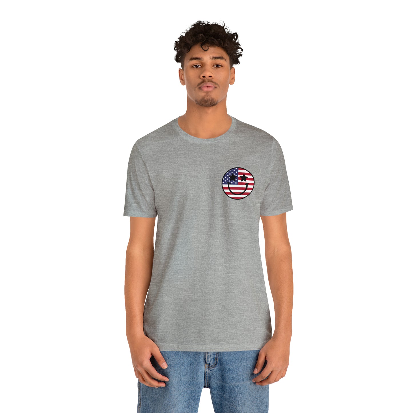 "Jesus Christ Stars and Stripes" (Front and Back Design) Unisex Jersey Short Sleeve Tee