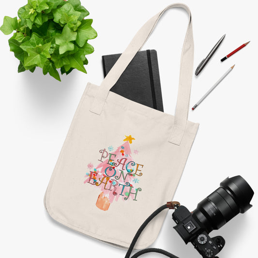 Peace on Earth Christmas/ Holiday Canvas Tote Bag