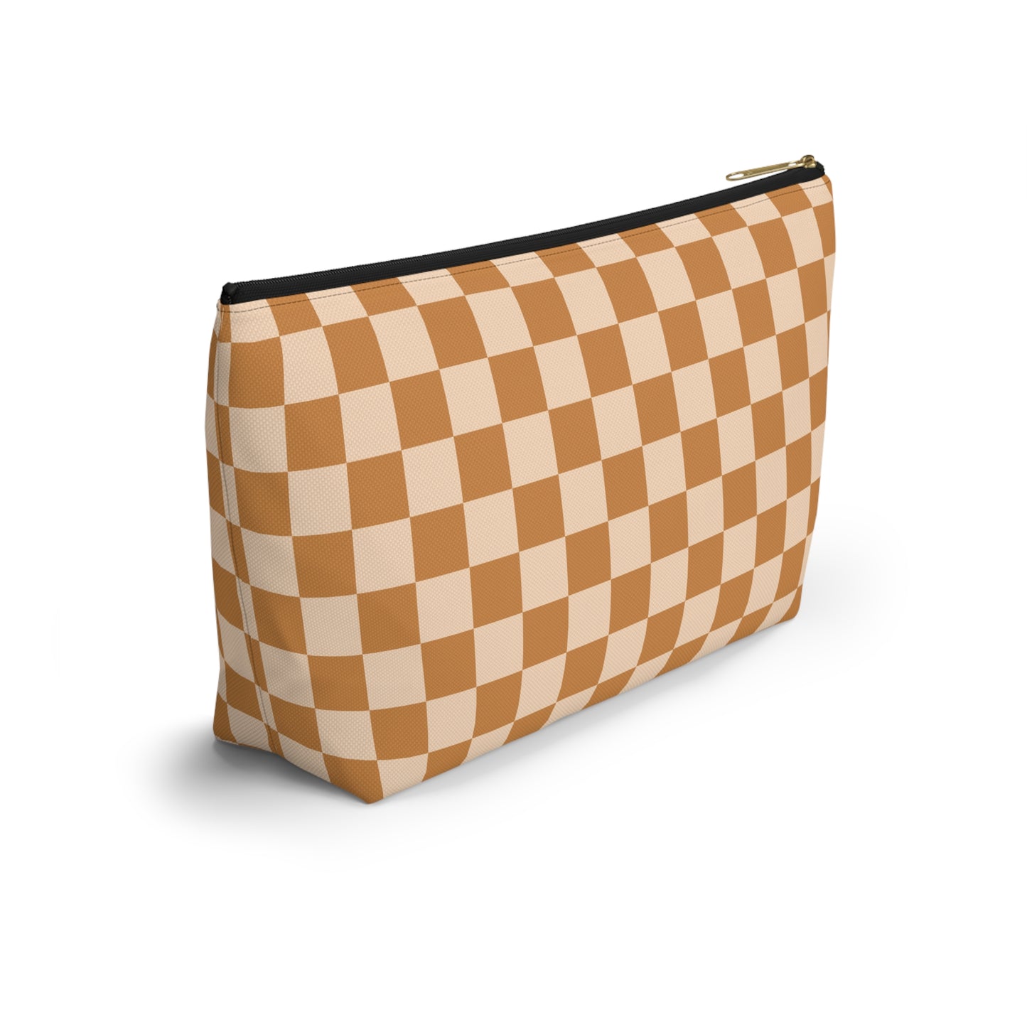 Rust Retro Checkered Print Design  Accessory Pouch w T-bottom