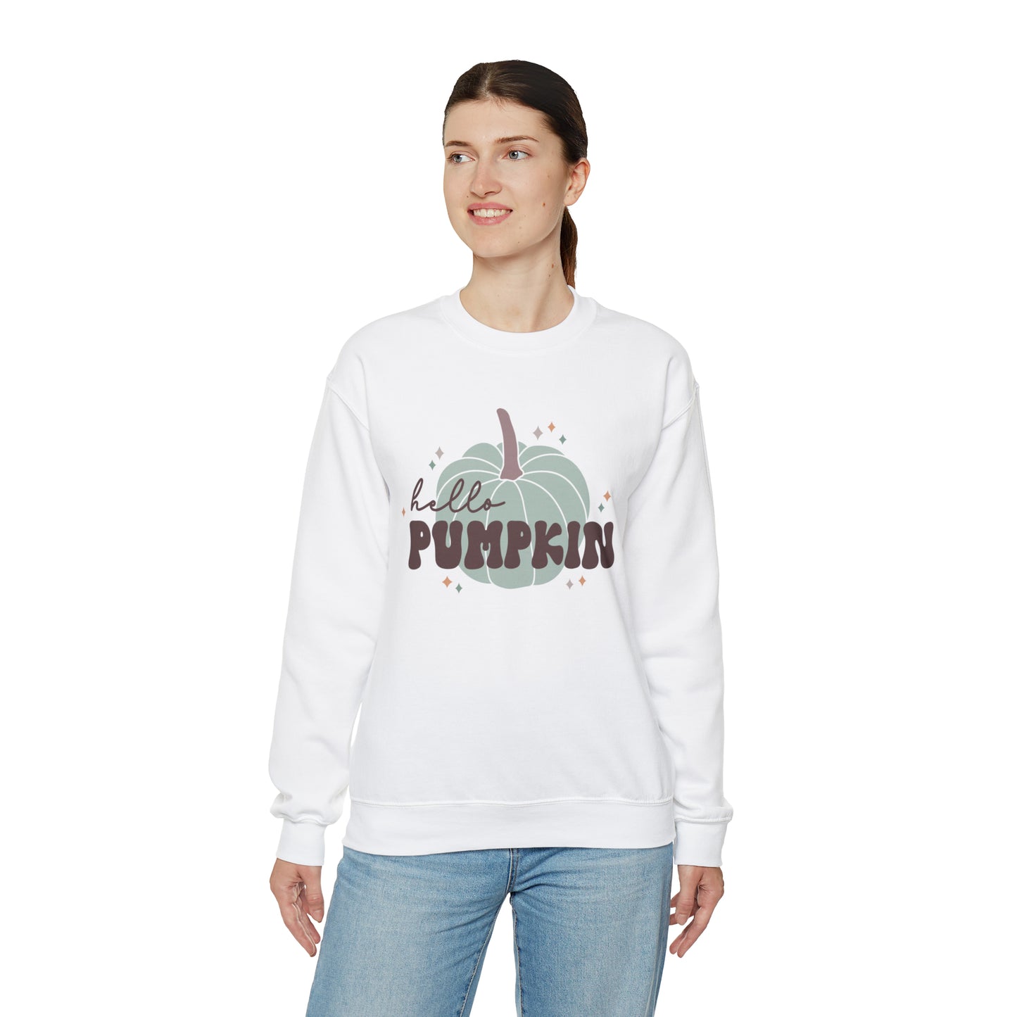 Hello Pumpkin Fall Halloween Unisex Heavy Blend™ Crewneck Sweatshirt