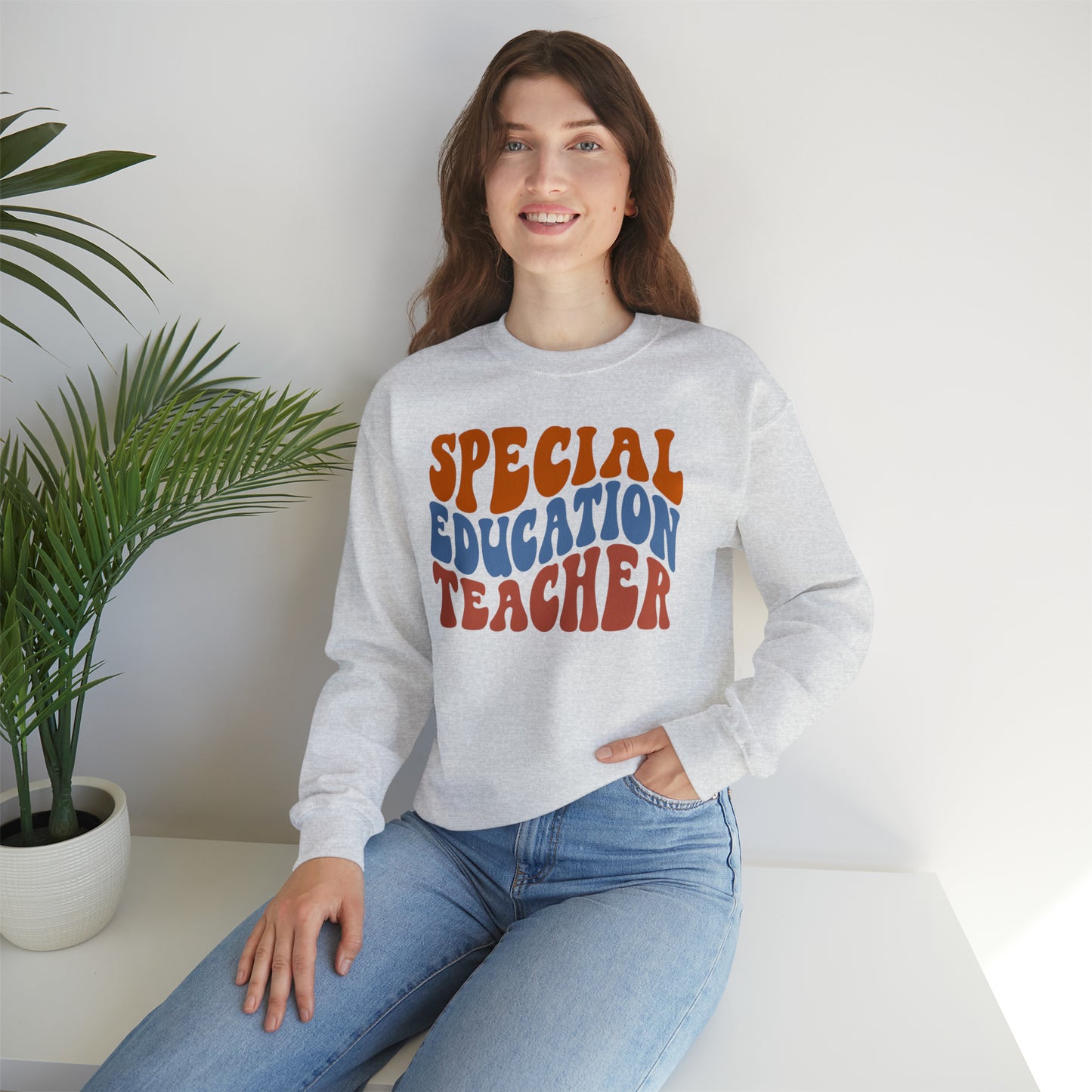 Retro Warm Colored Special Education Teacher Unisex Heavy Blend™ Crewneck Sweatshirt