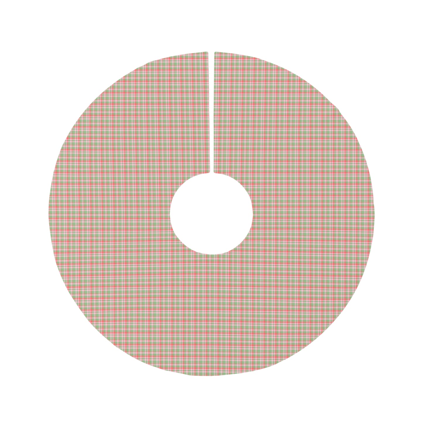 Pink and Green Plaid Round Tree Skirt