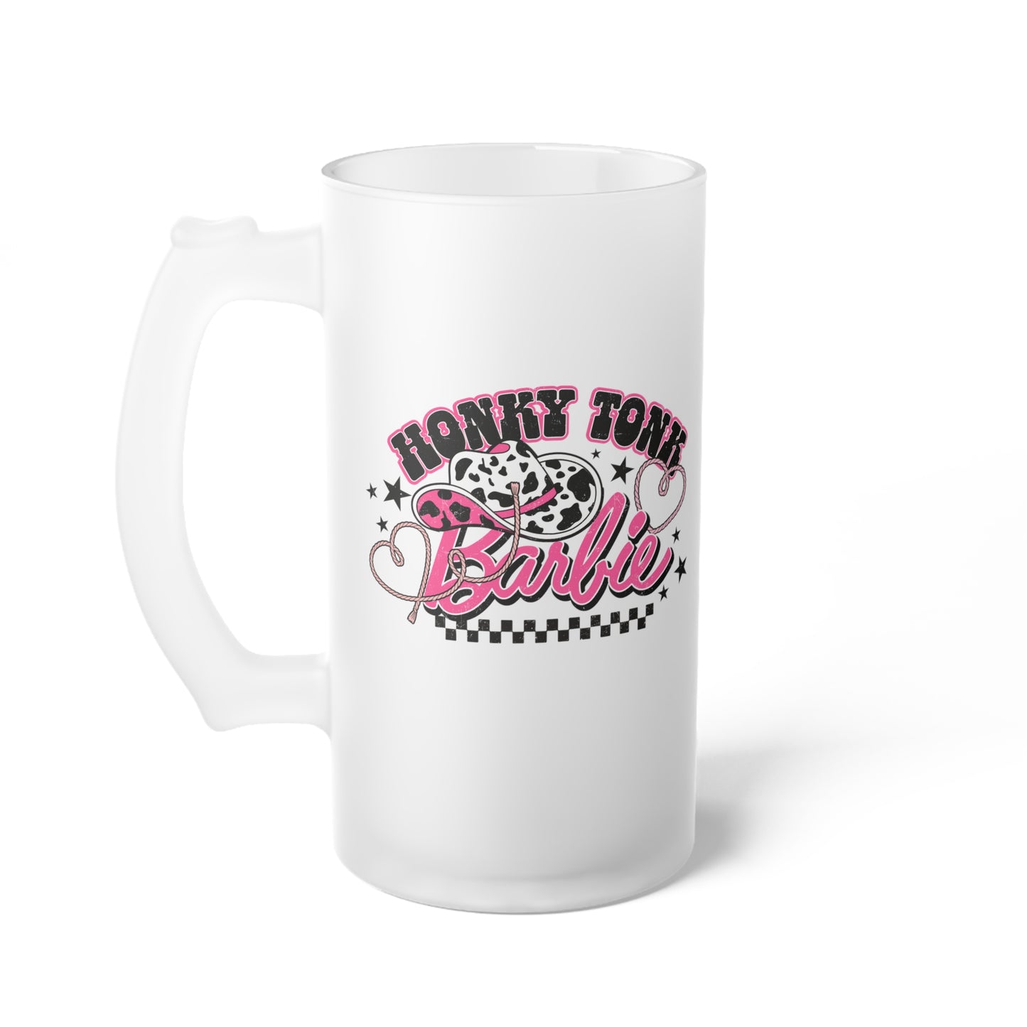 Honky Tonk Barbie Frosted Glass Beer Mug