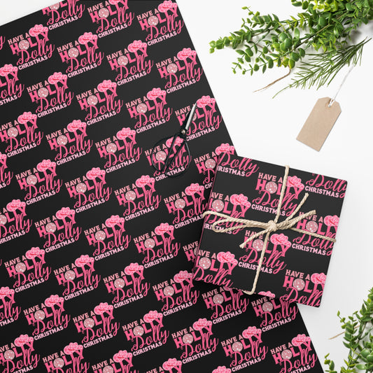 Have a Holly Dolly Christmas Pink Boot Wrapping Paper