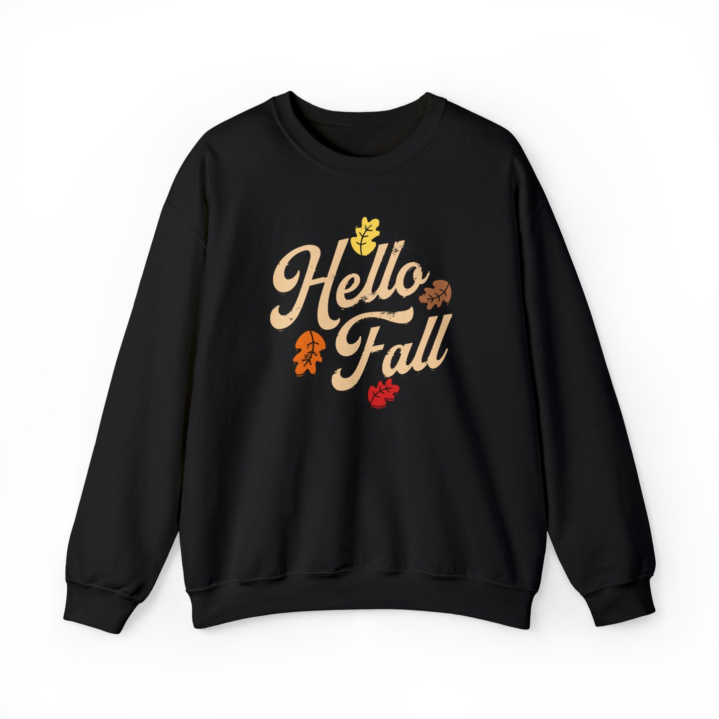 Hello Fall Halloween Retro Warm Colored  Unisex Heavy Blend™ Crewneck Sweatshirt