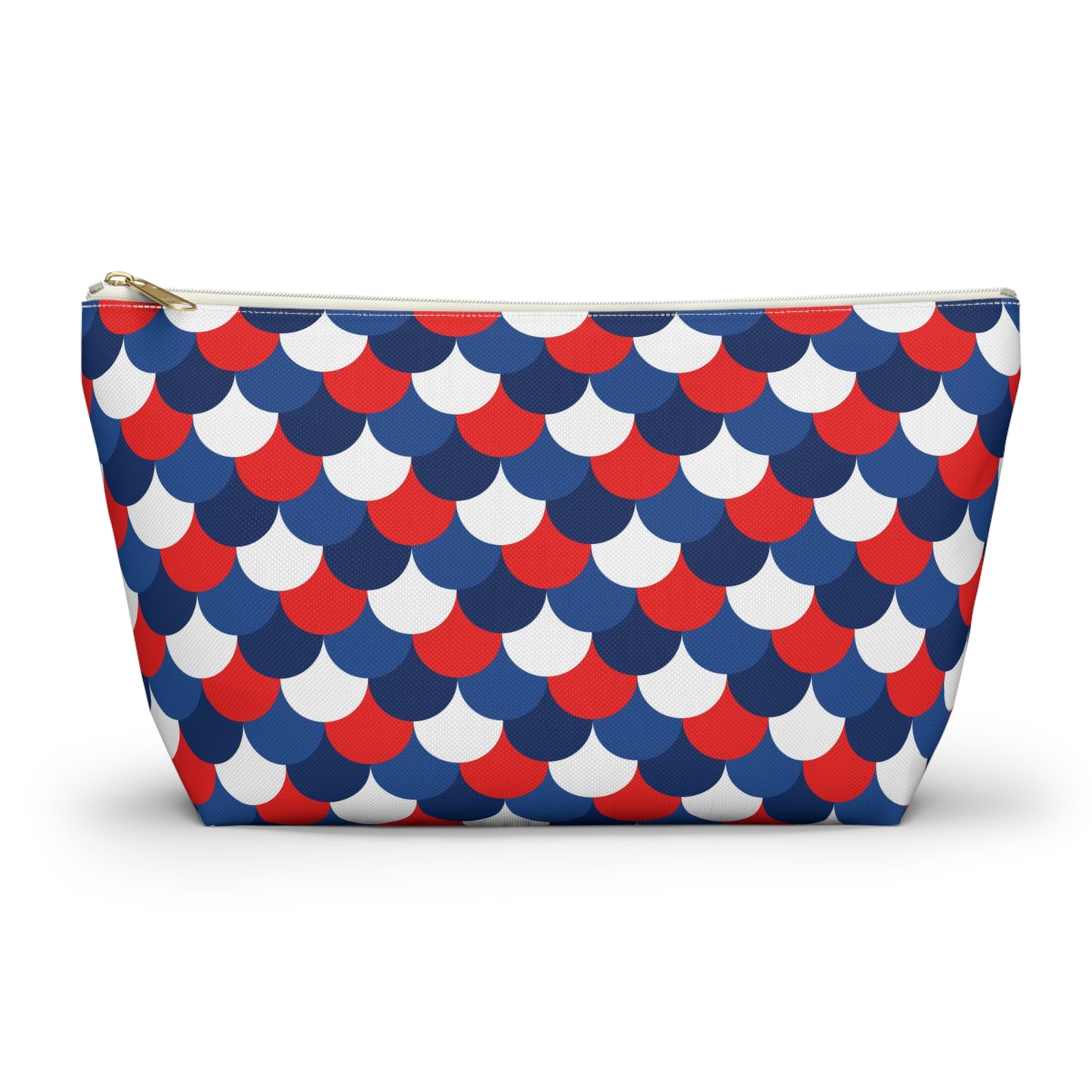 USA America 4th of July Mermaid Scale Red, White and Blue Print Design  Accessory Pouch w T-bottom