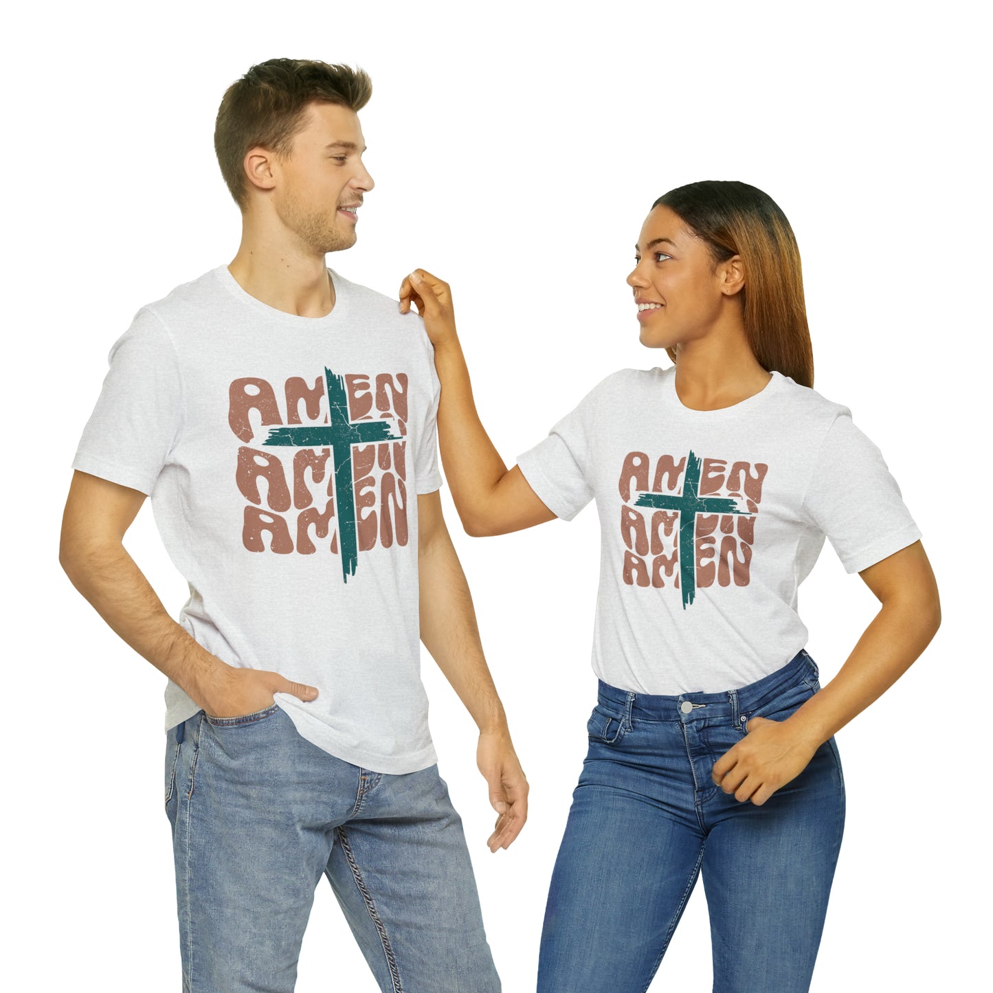 Amen Amen Amen with Cross Boho Color T-Shirt