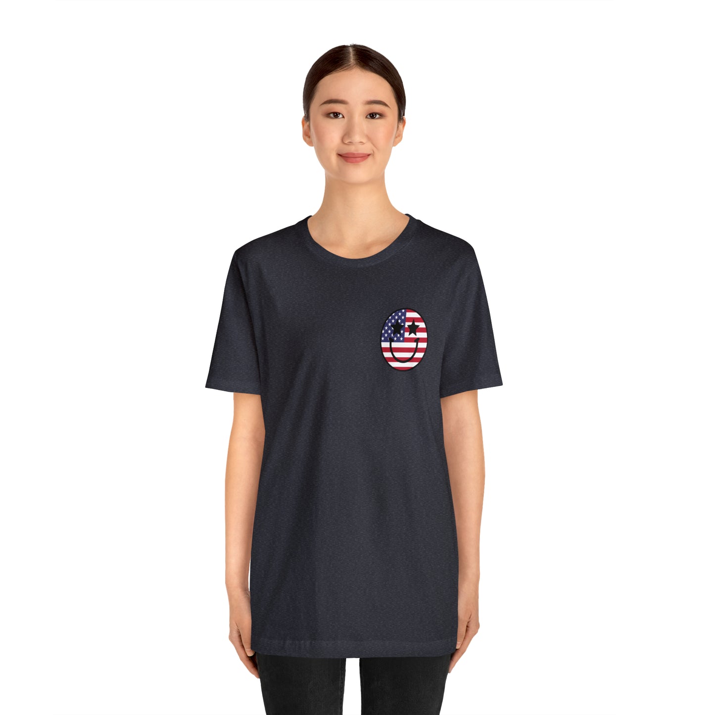 "Jesus Christ Stars and Stripes" (Front and Back Design) Unisex Jersey Short Sleeve Tee