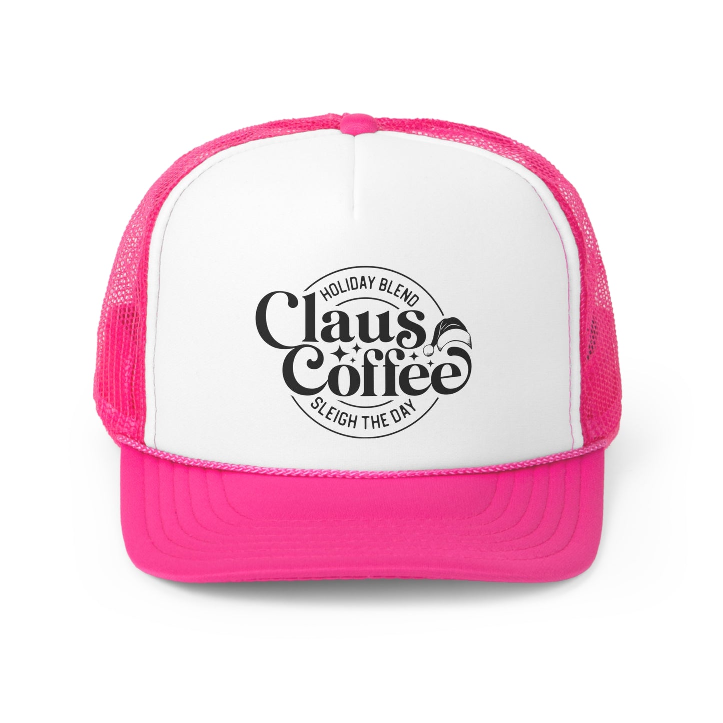 Claus Coffee Holiday Blend Sleigh All Day Christmas Holiday Tall Trucker Caps