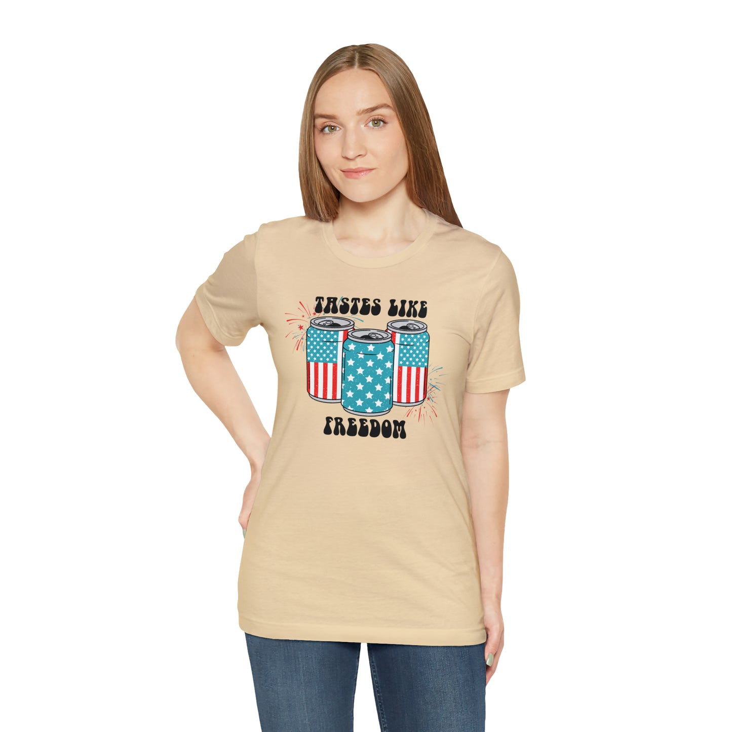 American USA Tastes Like Freedom Beverage Can Unisex Jersey Short Sleeve Tee