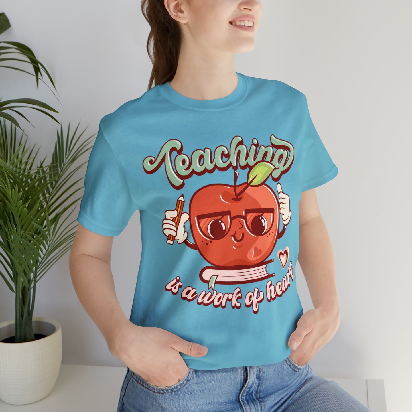 Vintage Teaching is a Work of Heart Unisex Jersey Short Sleeve Tee