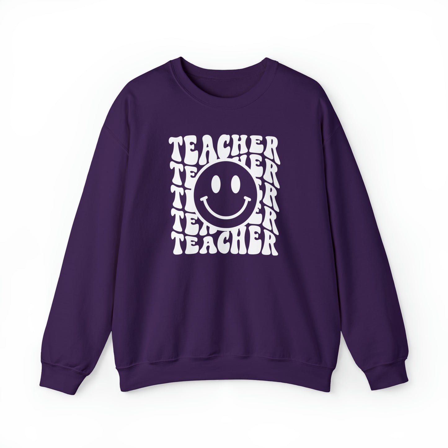 Teacher with Smiley Face White Logo Unisex Heavy Blend™ Crewneck Sweatshirt