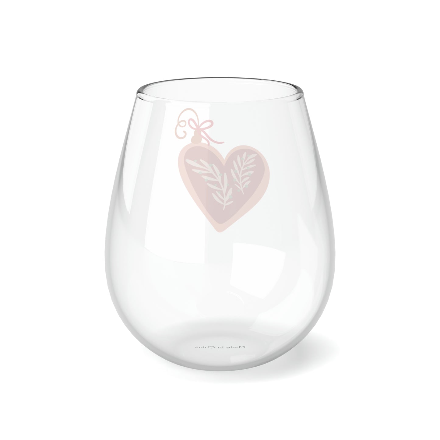 Heart Ornament Stemless Wine/ Glass, 11.75oz