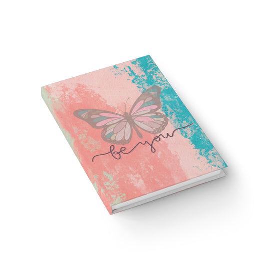 Be You Butterfly Pink and Turquoise Water Color Design Journal - Blank