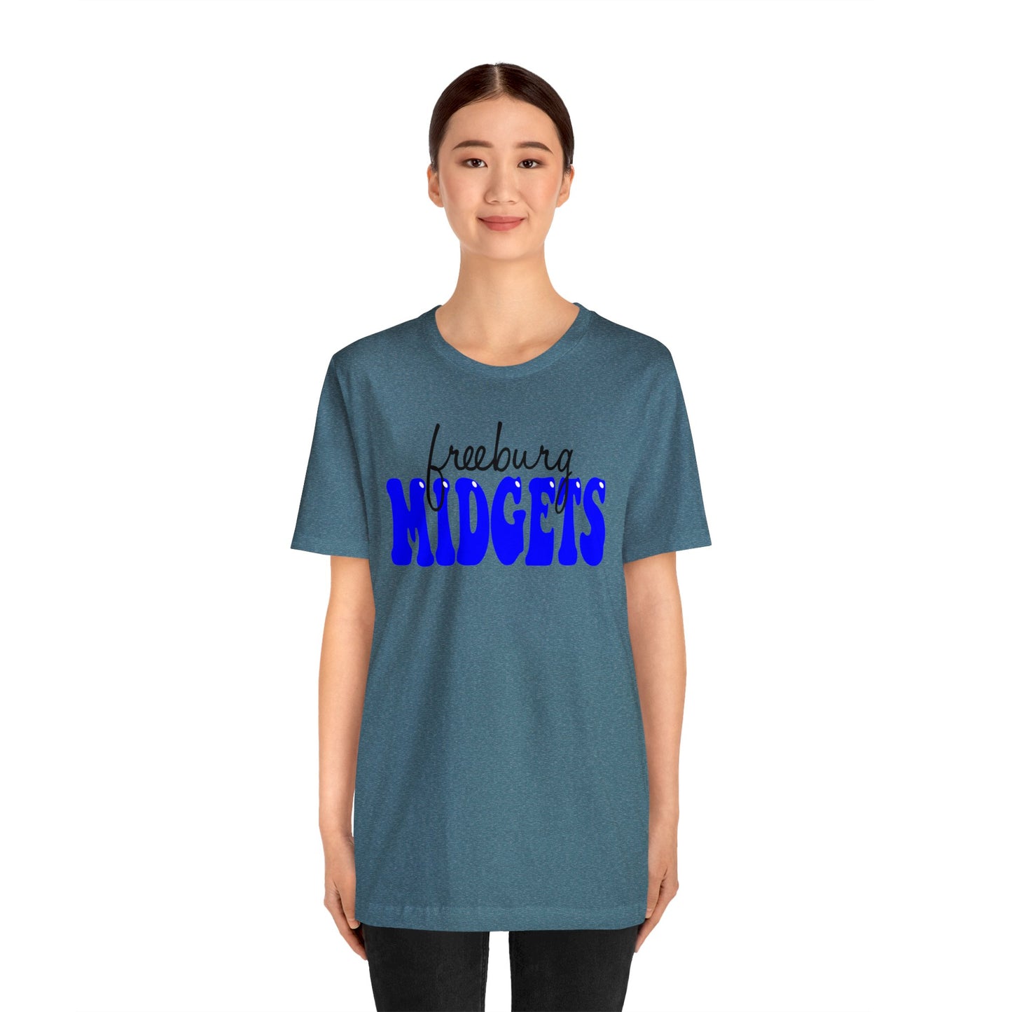 Freeburg Midgets Cursive Bubble Logo Bella Jersey Short Sleeve Tee (Unisex)