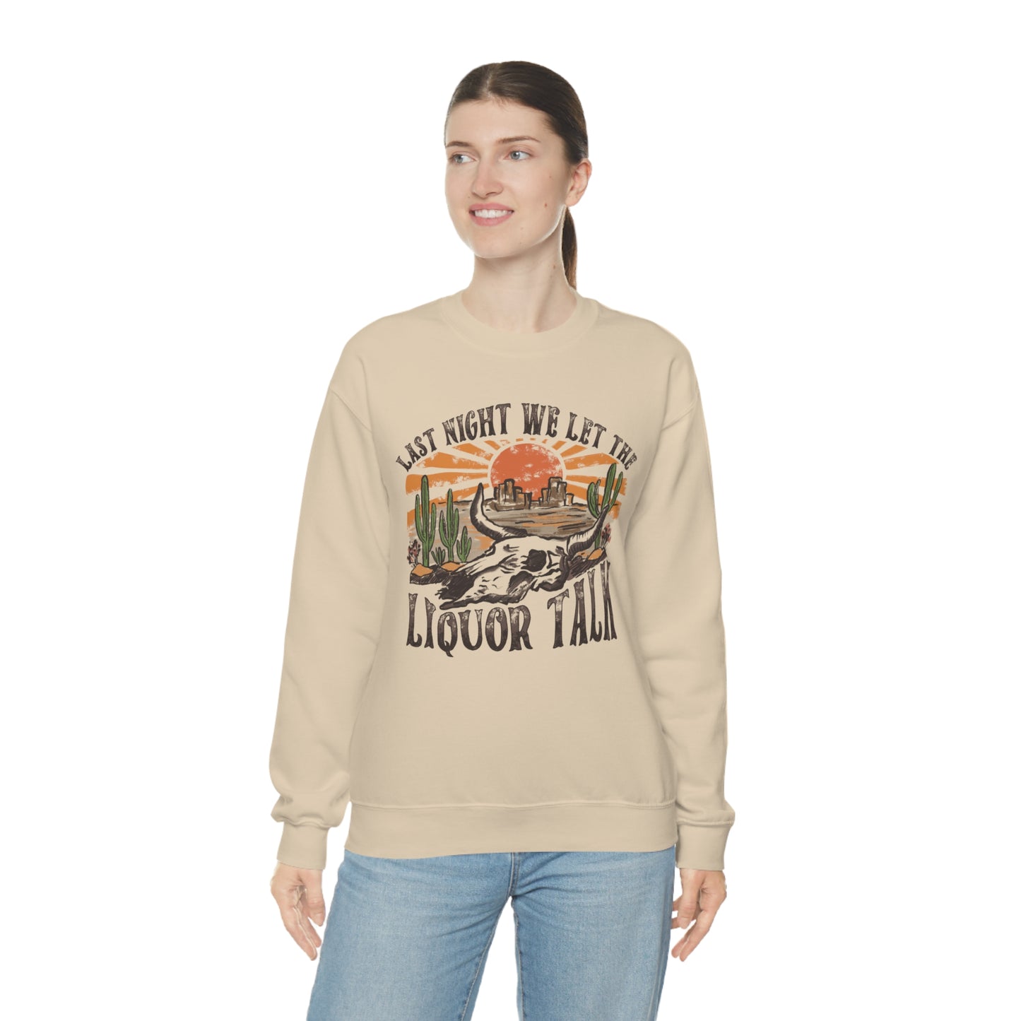 Vintage "Last Night We Let the Liquor Talk"  Unisex Heavy Blend™ Crewneck Sweatshirt