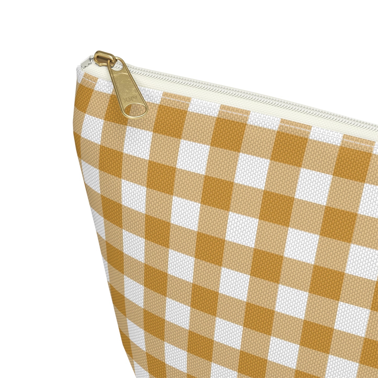 Mustard Gingham Print Design  Accessory Pouch w T-bottom