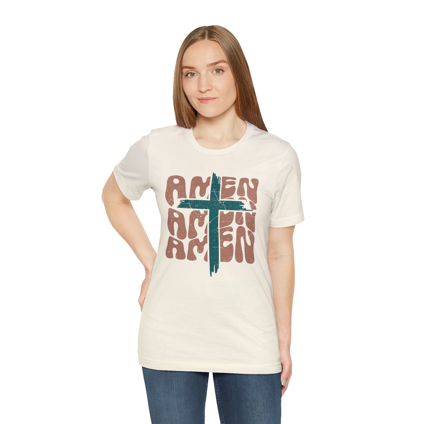 Amen Amen Amen with Cross Boho Color T-Shirt