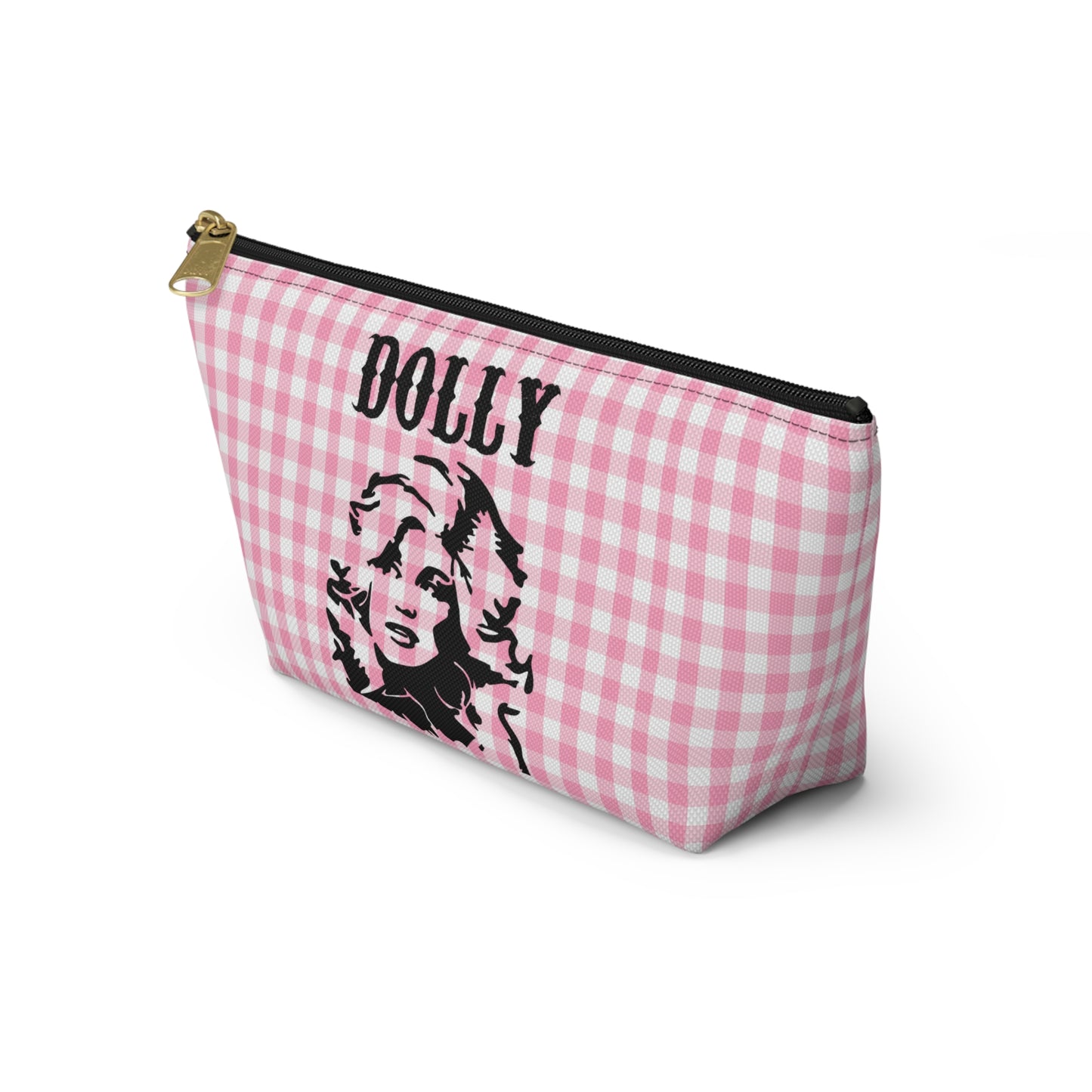 Dolly Portrait Pink Checkerboard Accessory Pouch w T-bottom