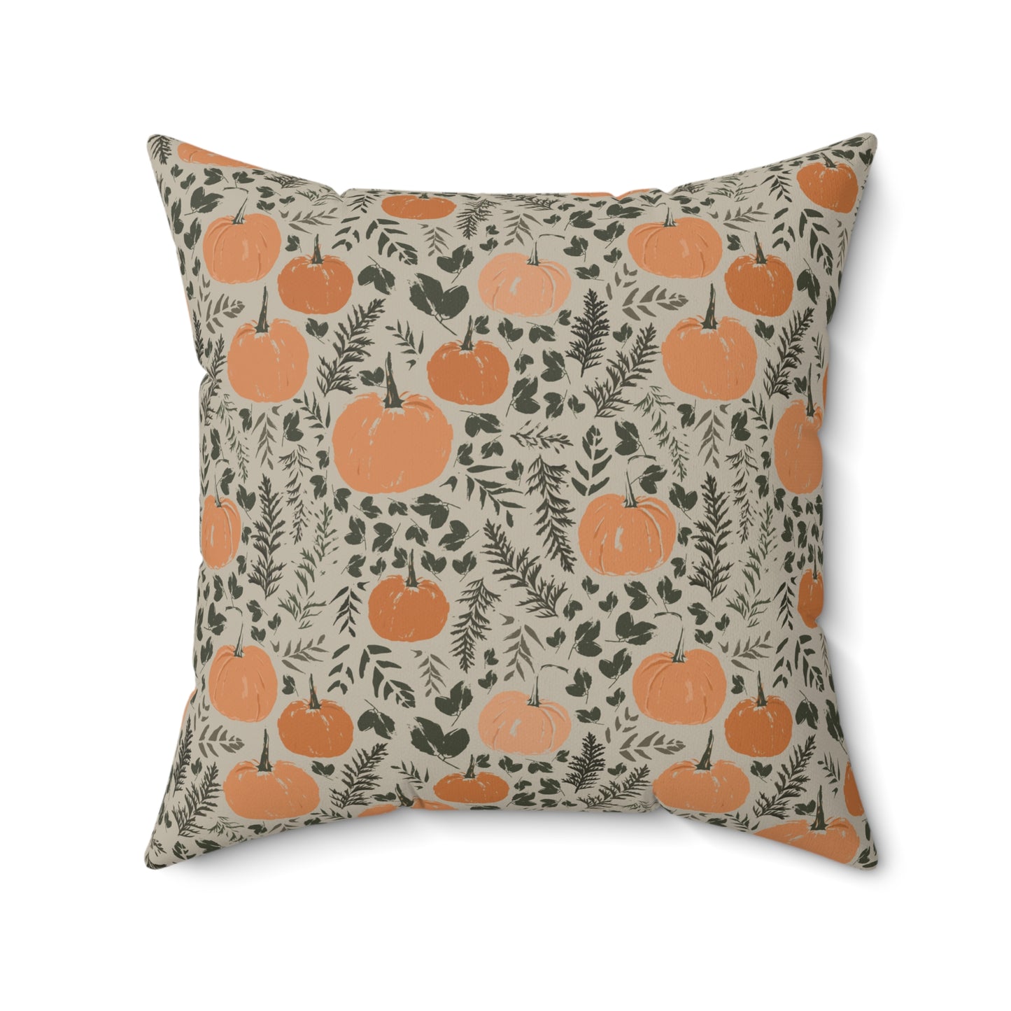 Pumpkin Patch Green Fall/ Halloween Spun Polyester Square Pillow