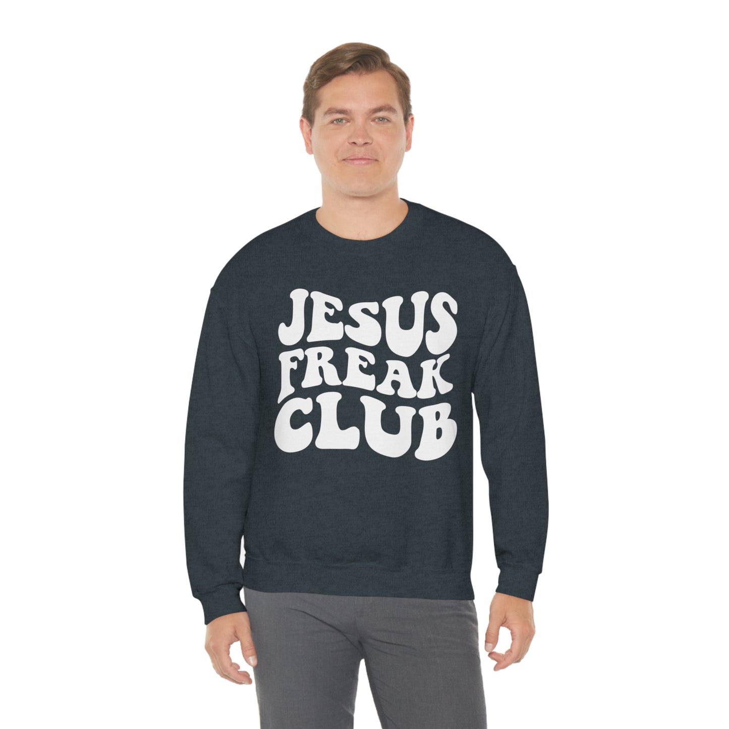 Vintage Jesus Freak Club White Logo Unisex Heavy Blend™ Crewneck Sweatshirt