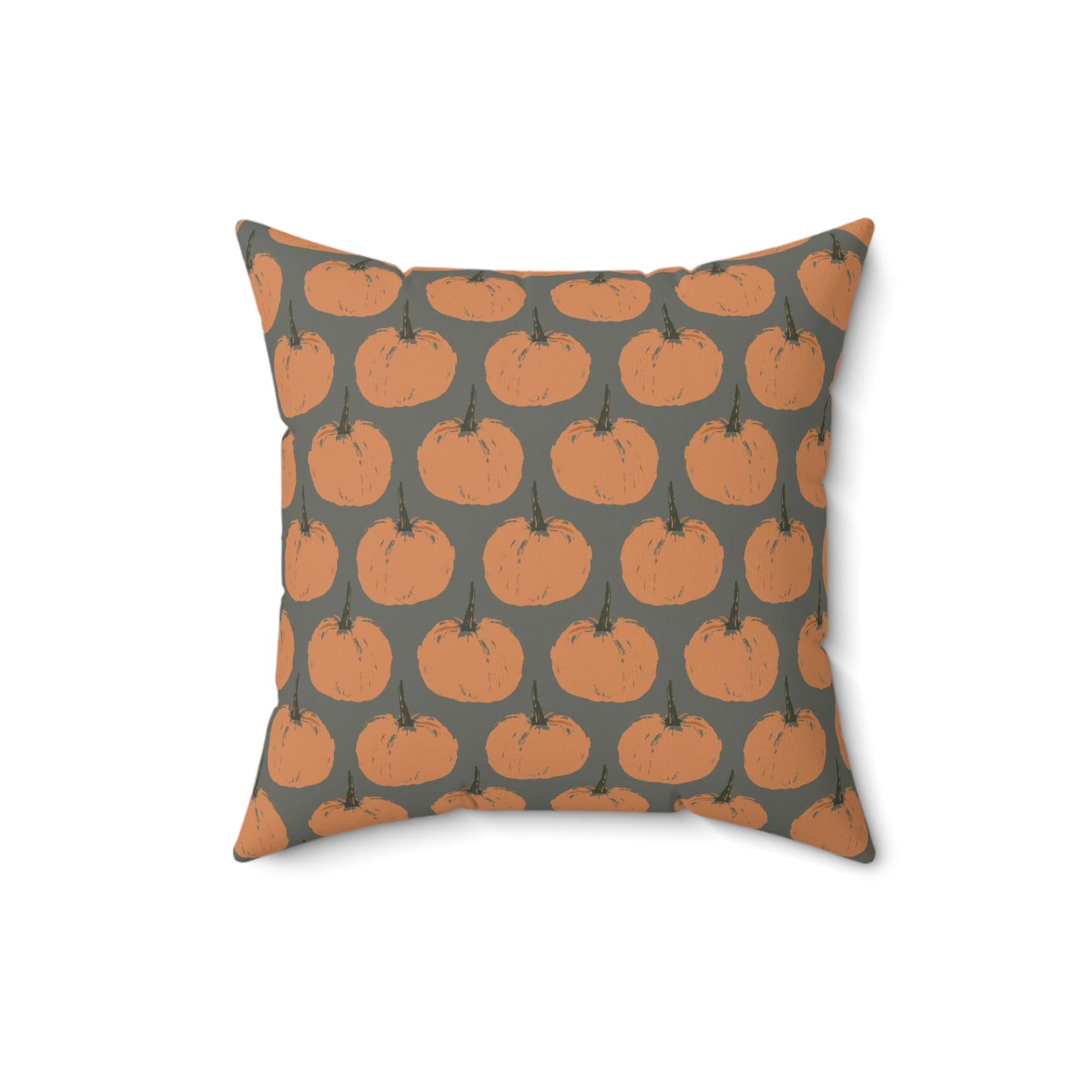 Simple Pumpkin Green Fall/ Halloween Spun Polyester Square Pillow