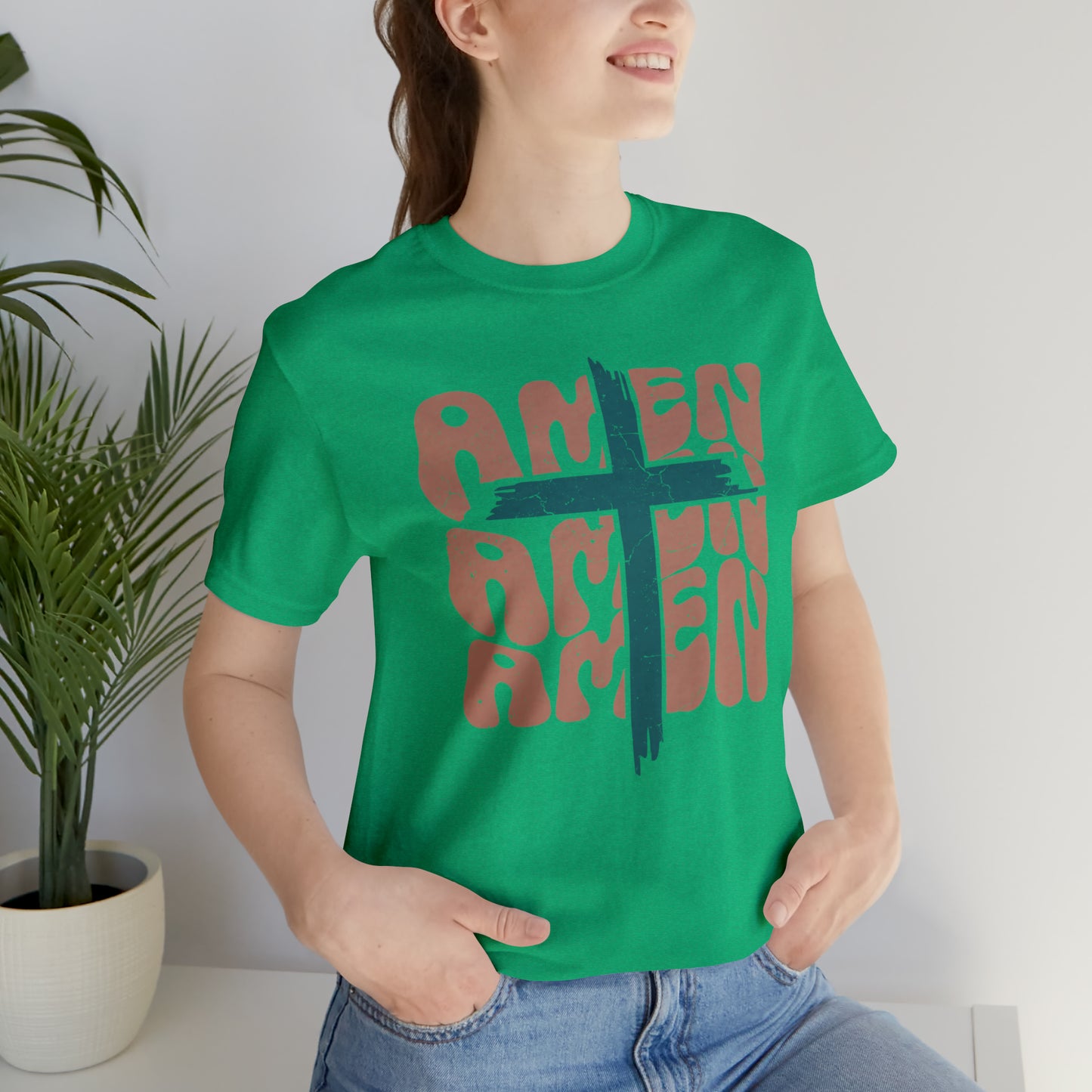 Amen Amen Amen with Cross Boho Color T-Shirt