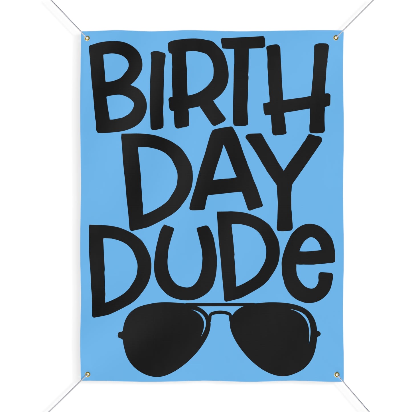 Happy Birthday Dude with Aviator Glasses Matte Banner - Pink