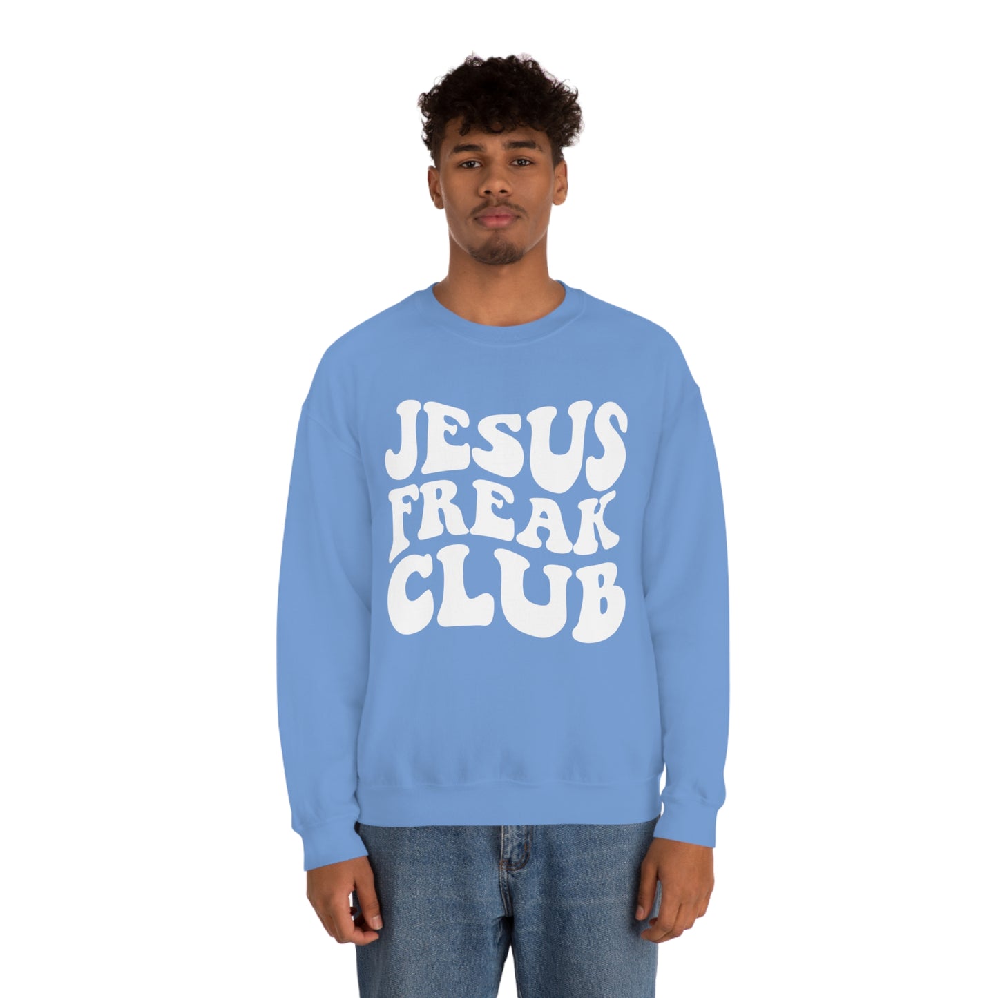 Vintage Jesus Freak Club White Logo Unisex Heavy Blend™ Crewneck Sweatshirt