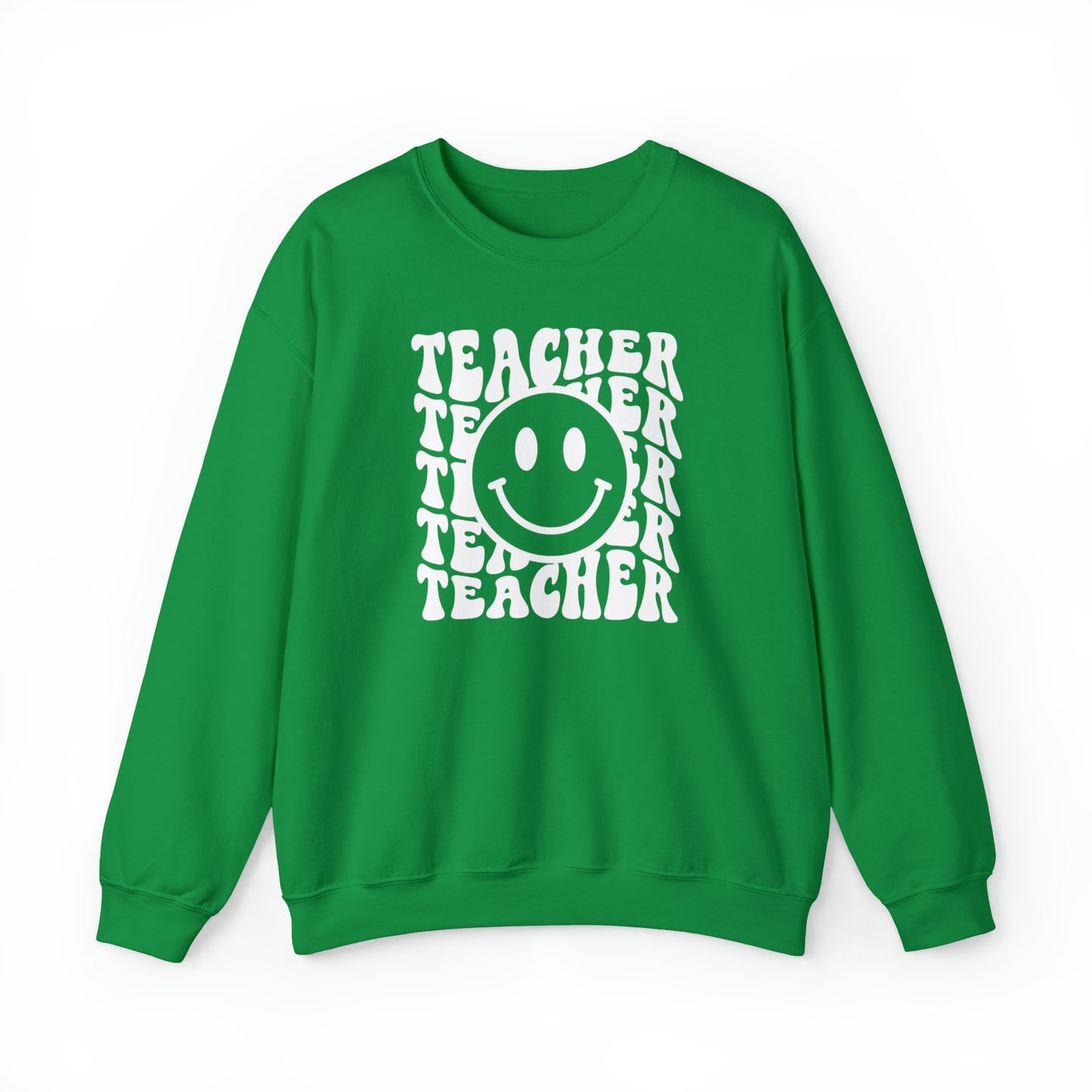 Teacher with Smiley Face White Logo Unisex Heavy Blend™ Crewneck Sweatshirt