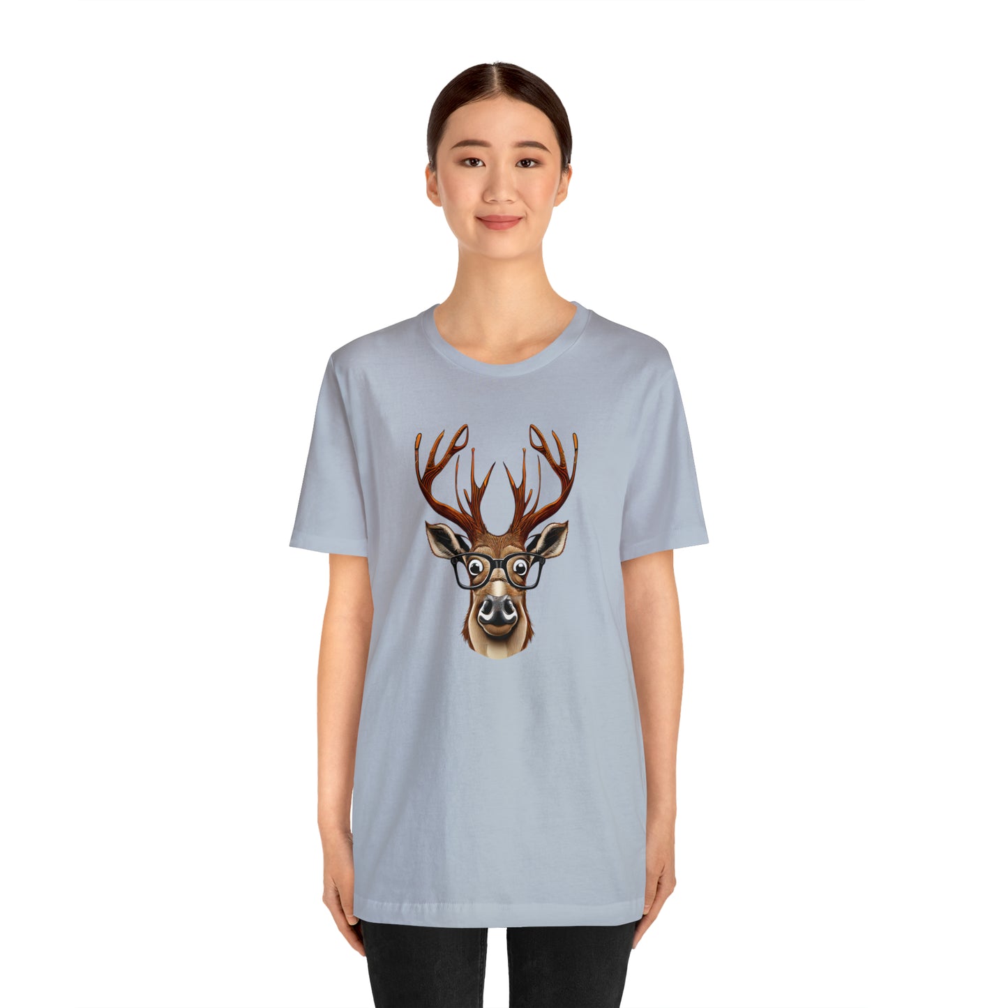 Deer/ Reindeer with Glasses Country and Christmas Unisex Jersey Short Sleeve Tee