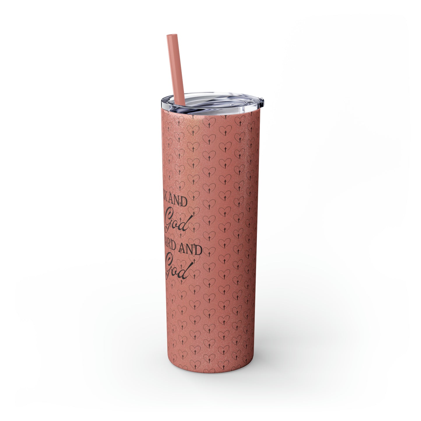 Look Back and Thank God Look Forward and Trust God Christian  Skinny Tumbler with Straw, 20oz