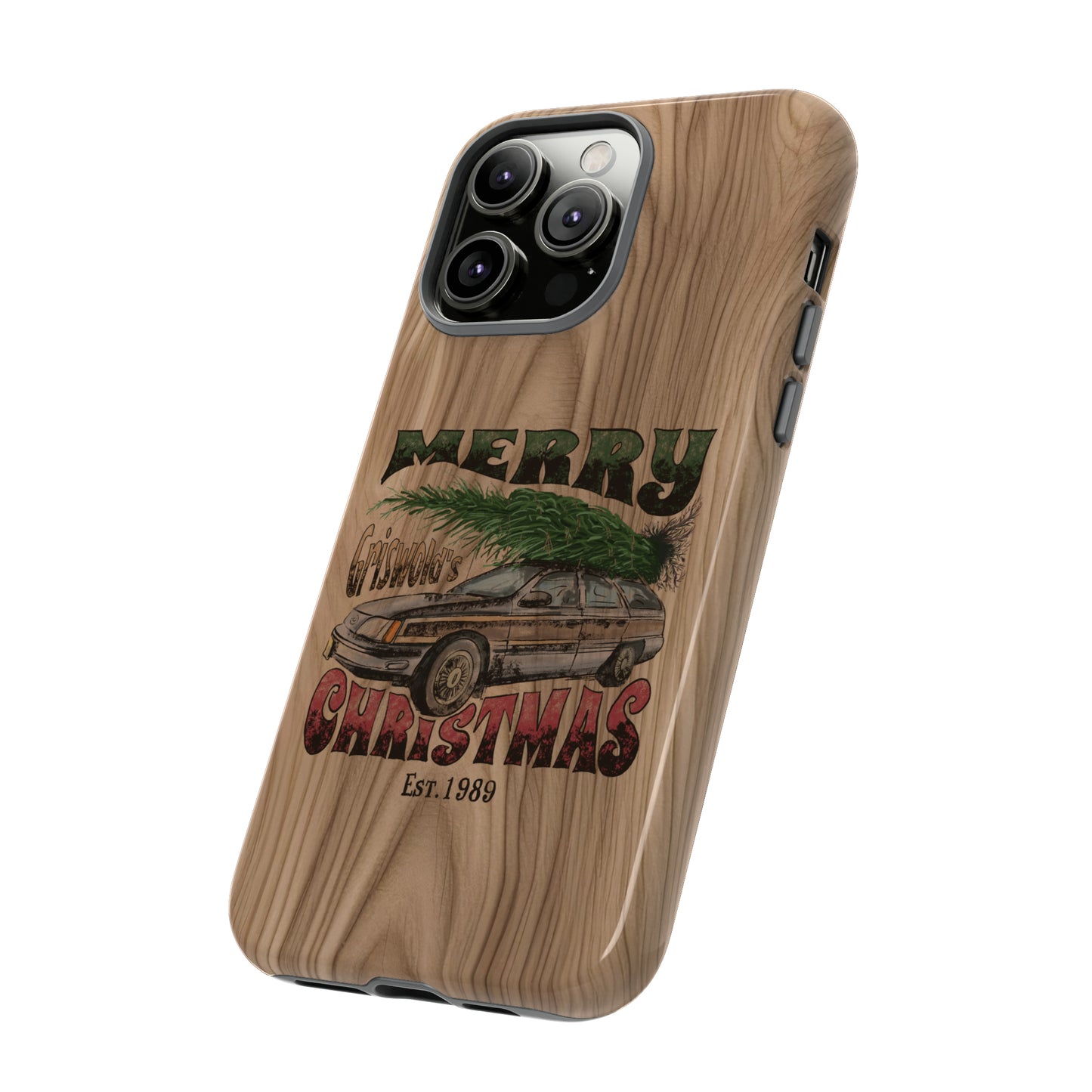 Distressed Merry Griswold's Christmas Tree Station Wagon Holiday Apple iPhone Tough Cases