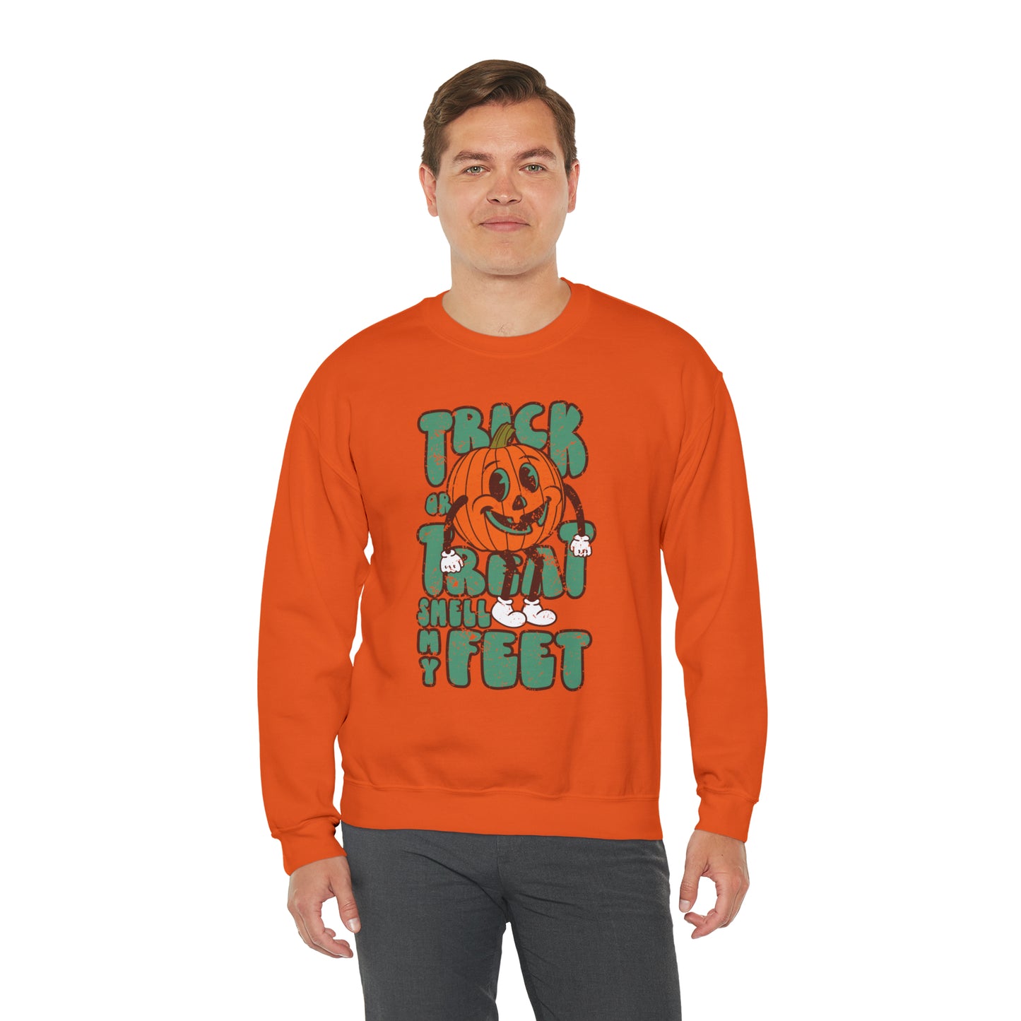 Distressed Trick or Treat Smell My Feet Heavy Blend™ Crewneck Sweatshirt