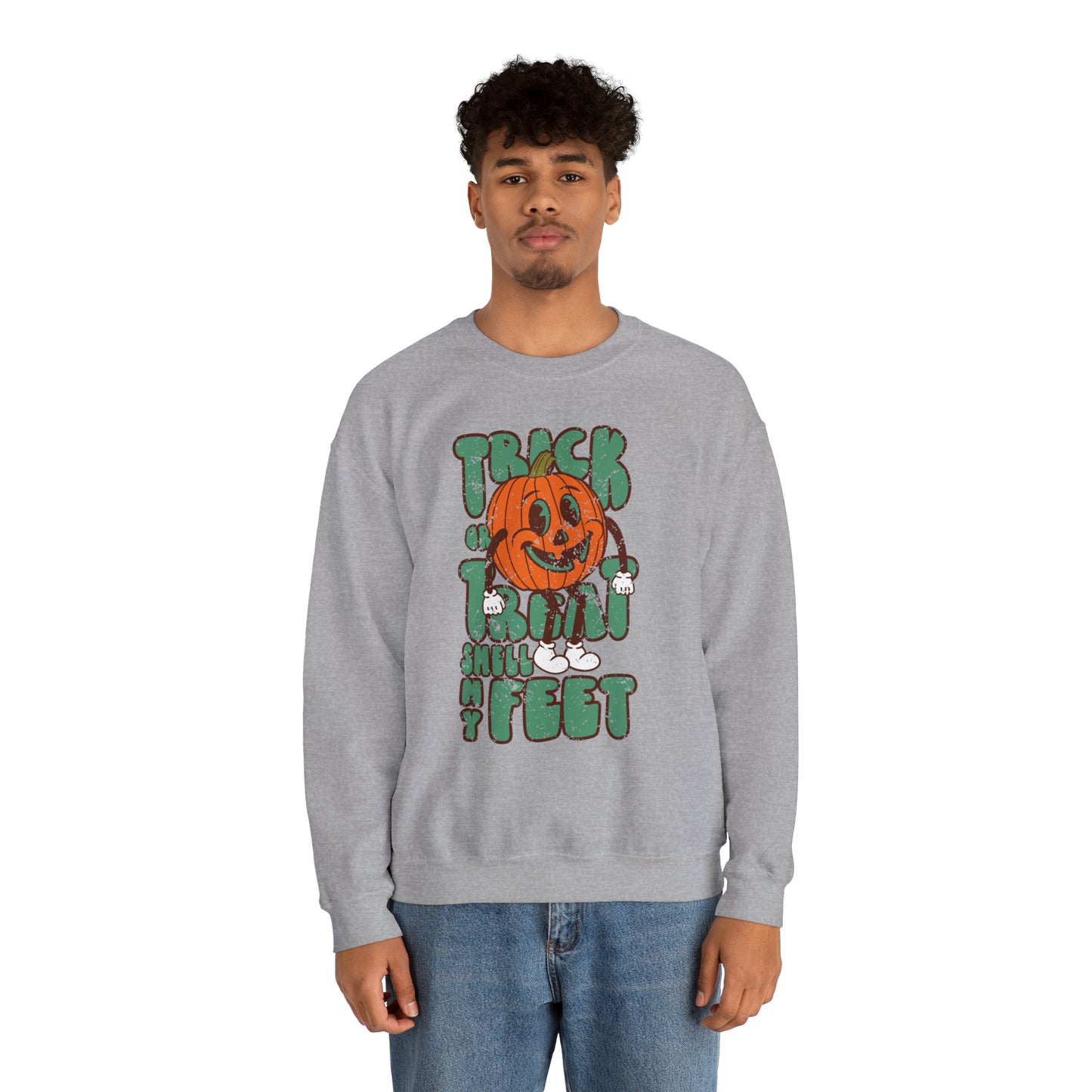 Distressed Trick or Treat Smell My Feet Heavy Blend™ Crewneck Sweatshirt