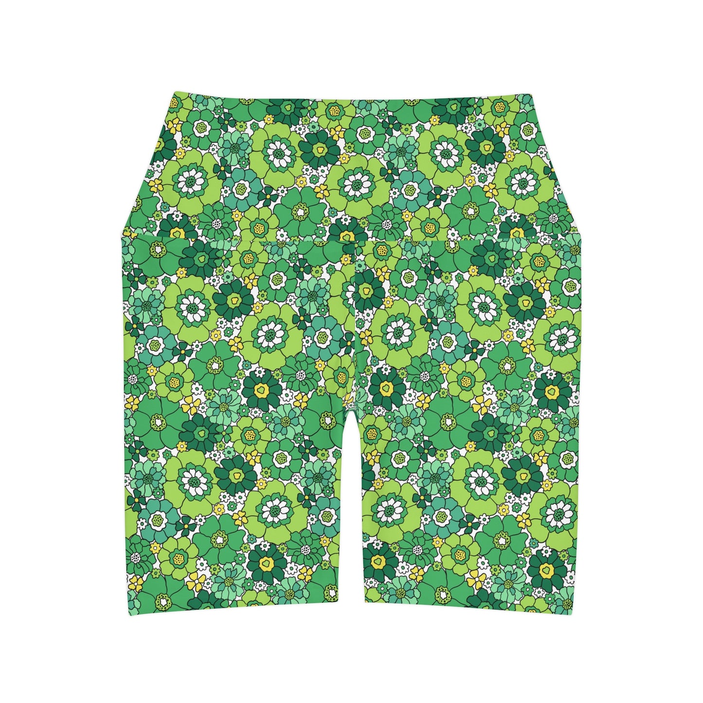 Retro Green Floral St. Patrick's Yoga Shorts